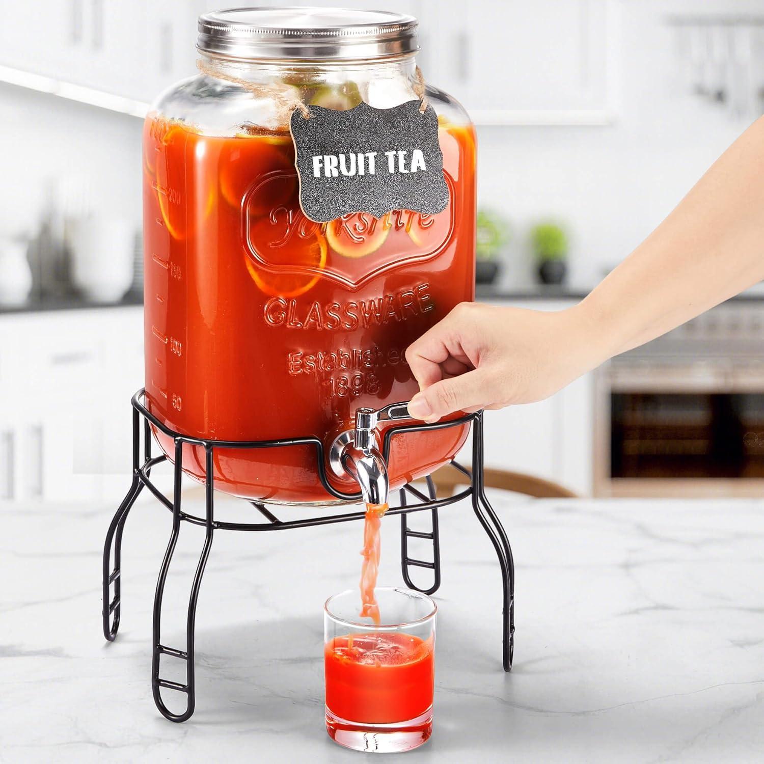 Dispensador de Bebidas de Vidrio JILLSKY 2 Galones con Grifo