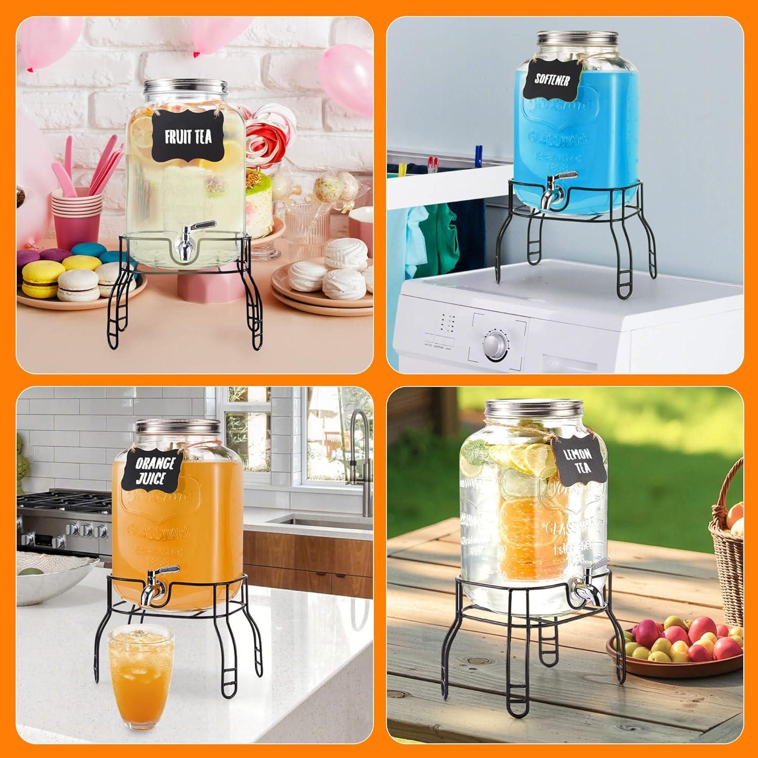 Dispensador de Bebidas de Vidrio JILLSKY 2 Galones con Grifo