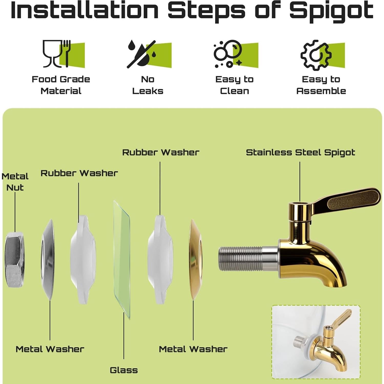 Dispensador de Bebidas de Vidrio 1 Galón DHSBTLS con Grifo