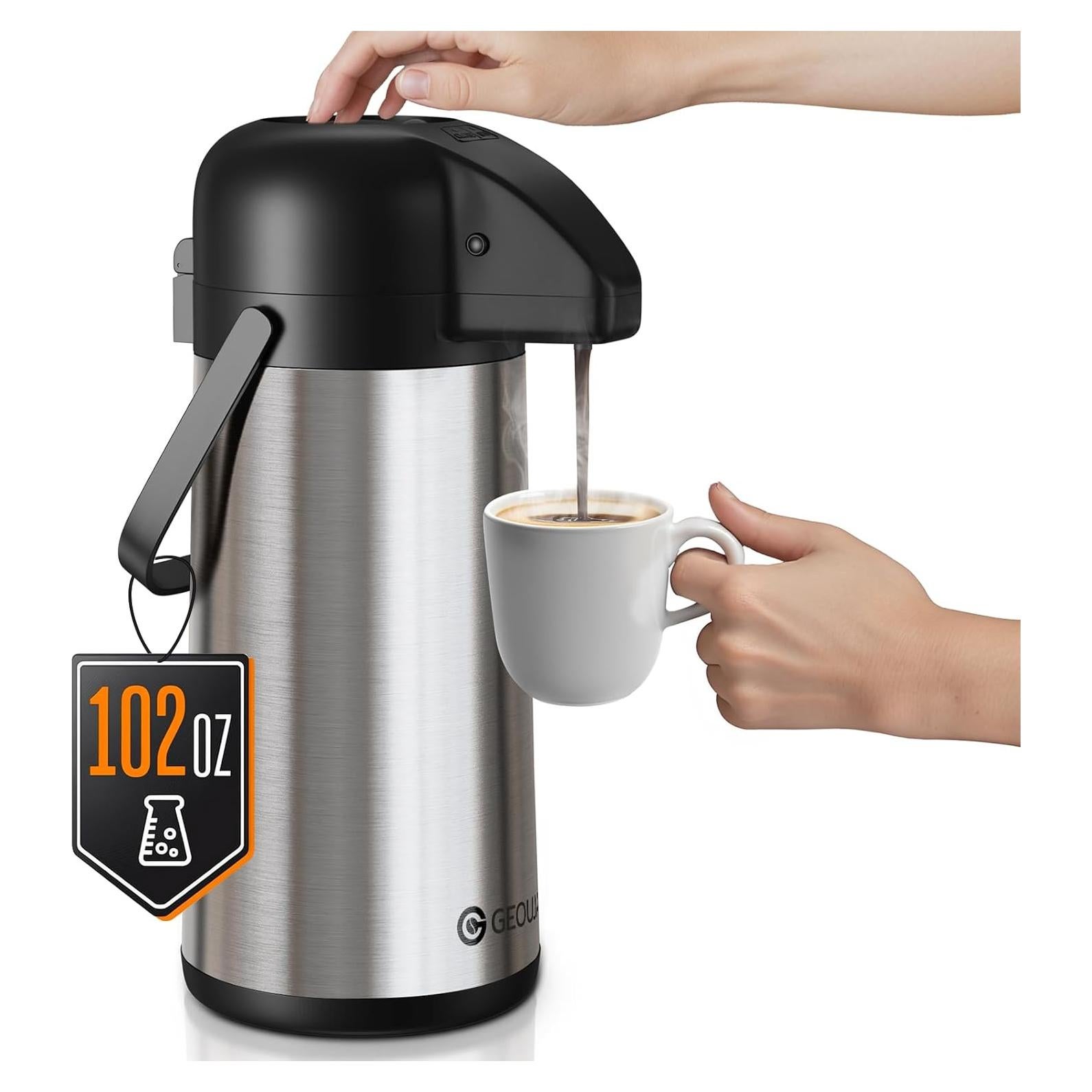 Jarra de Café Geouja 102 Oz Acero Inoxidable Aislada