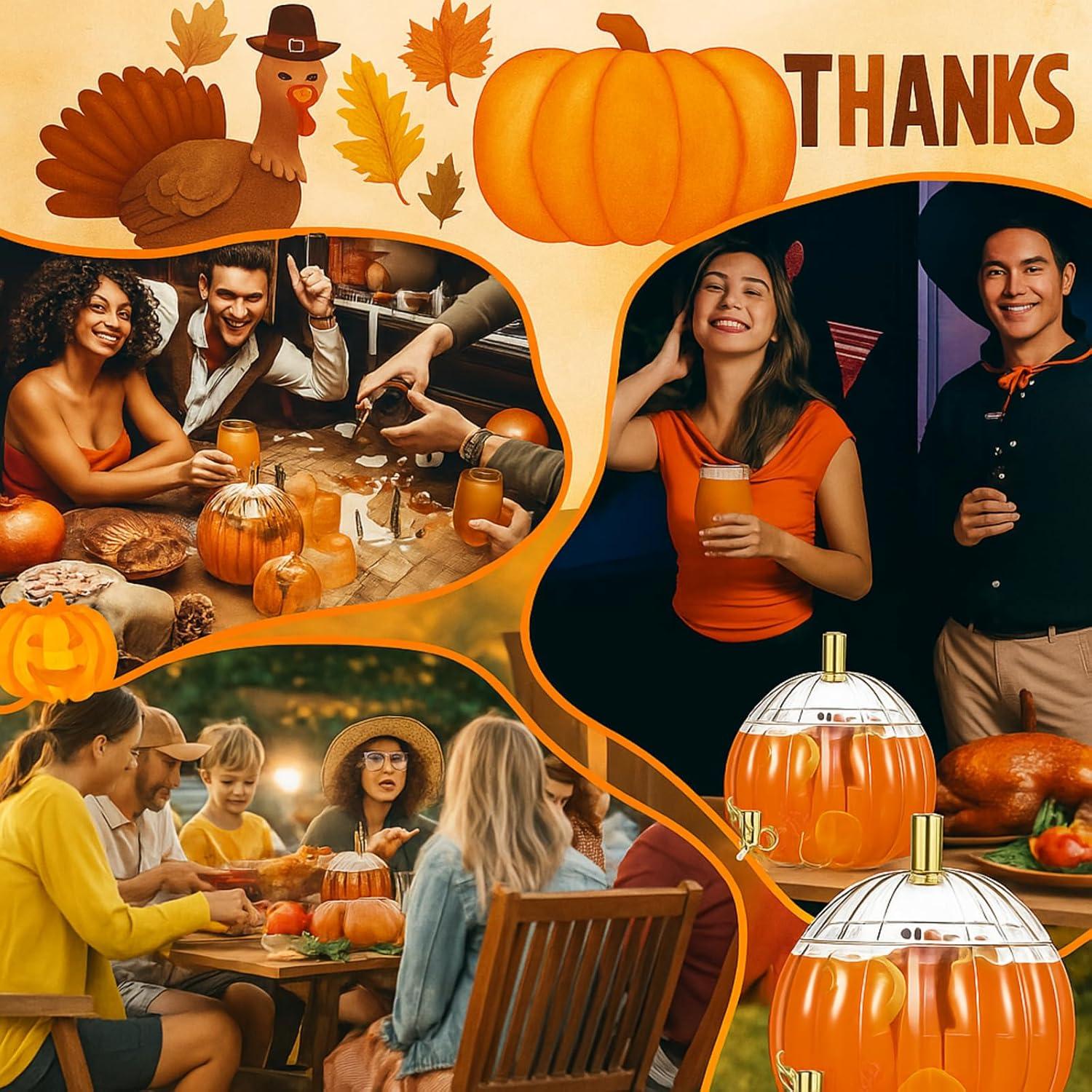 Dispensador de Bebidas Calabaza Potchen 5L con 4 Vasos