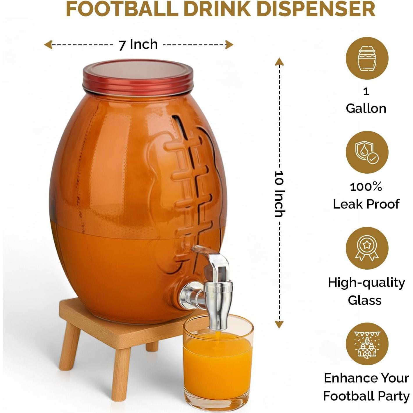 Dispensador de bebidas de vidrio MosJos balón de fútbol 10.4L