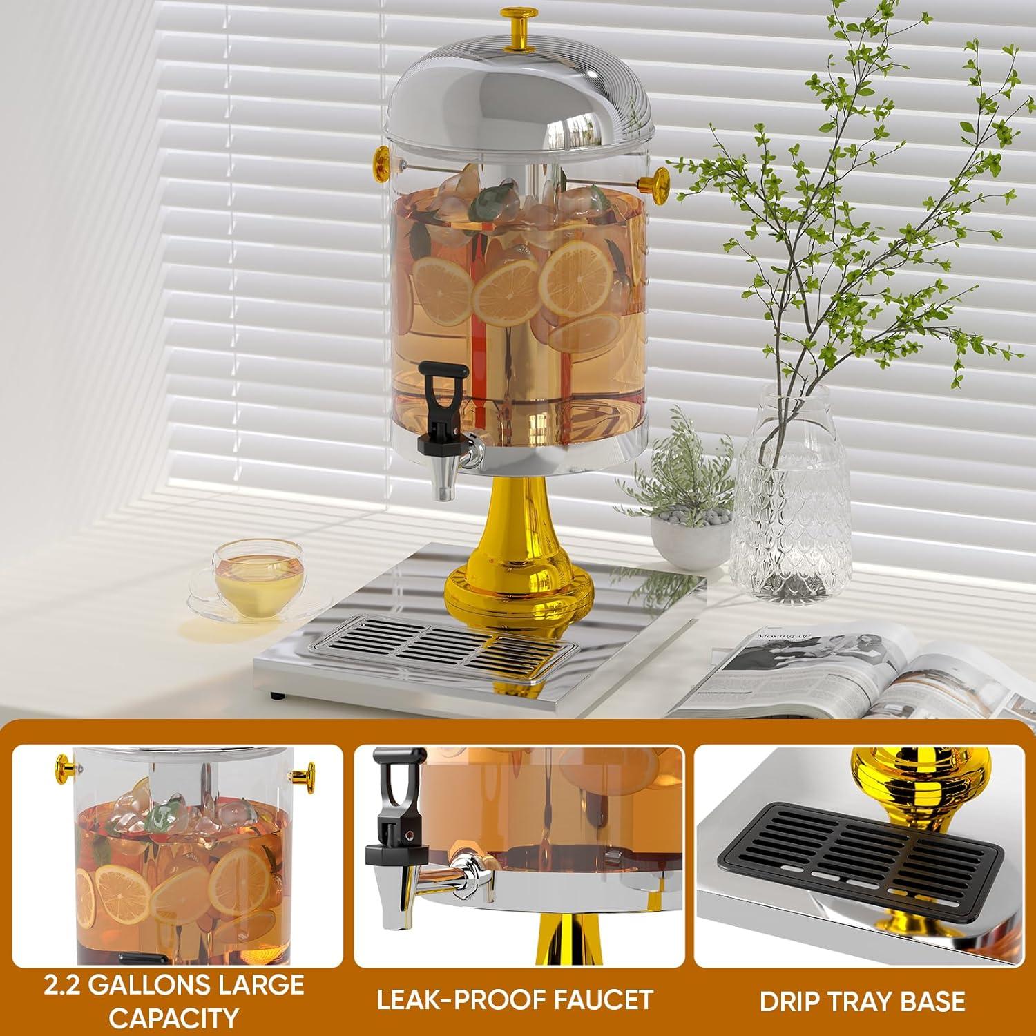 Dispensador de Bebidas 7.57L Foriy con Grifo y Bandeja de Goteo