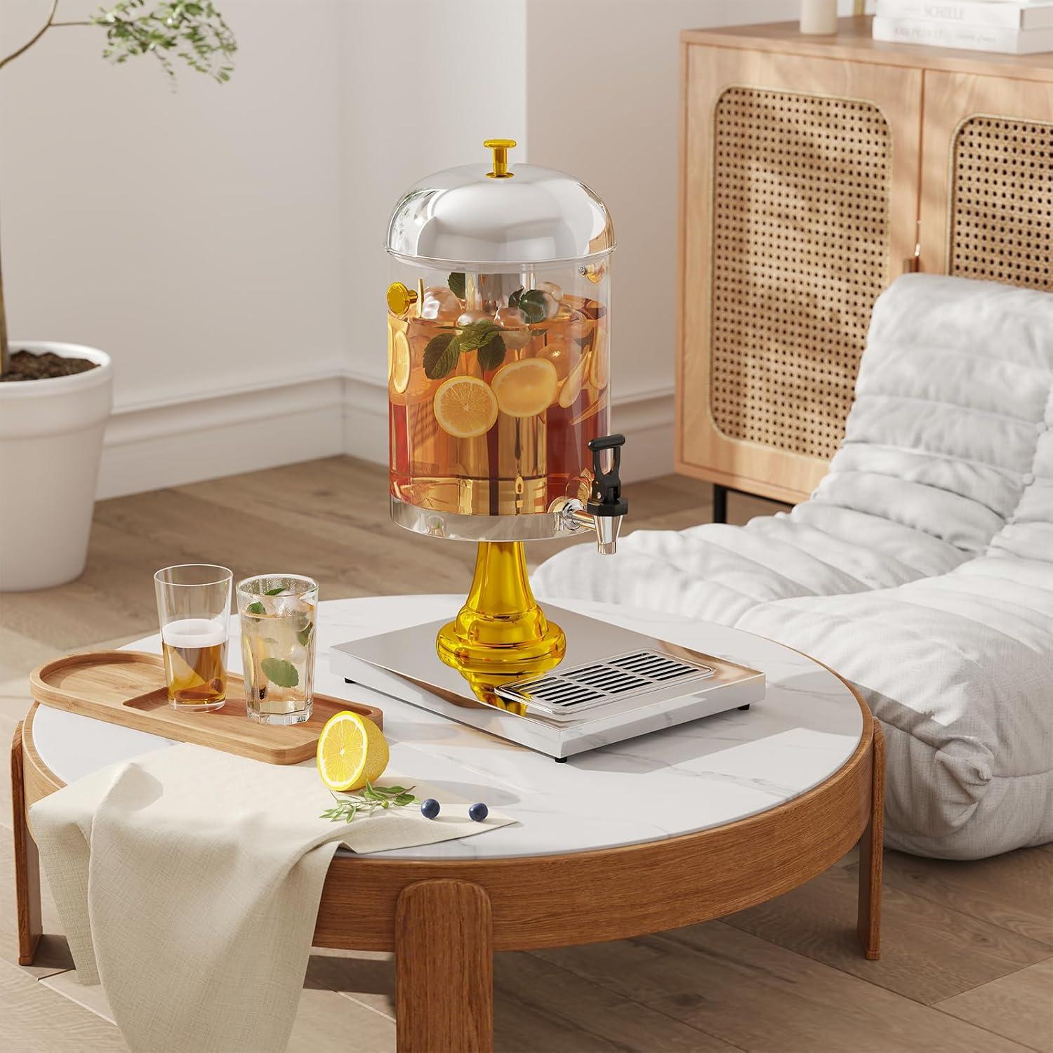 Dispensador de Bebidas 7.57L Foriy con Grifo y Bandeja de Goteo