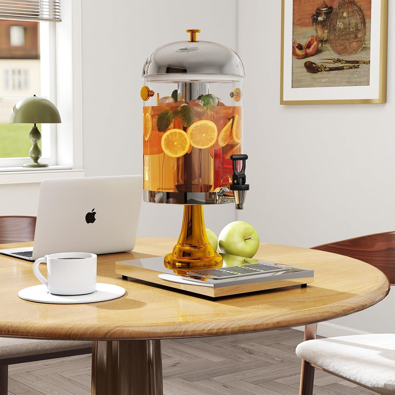 Dispensador de Bebidas 7.57L Foriy con Grifo y Bandeja de Goteo