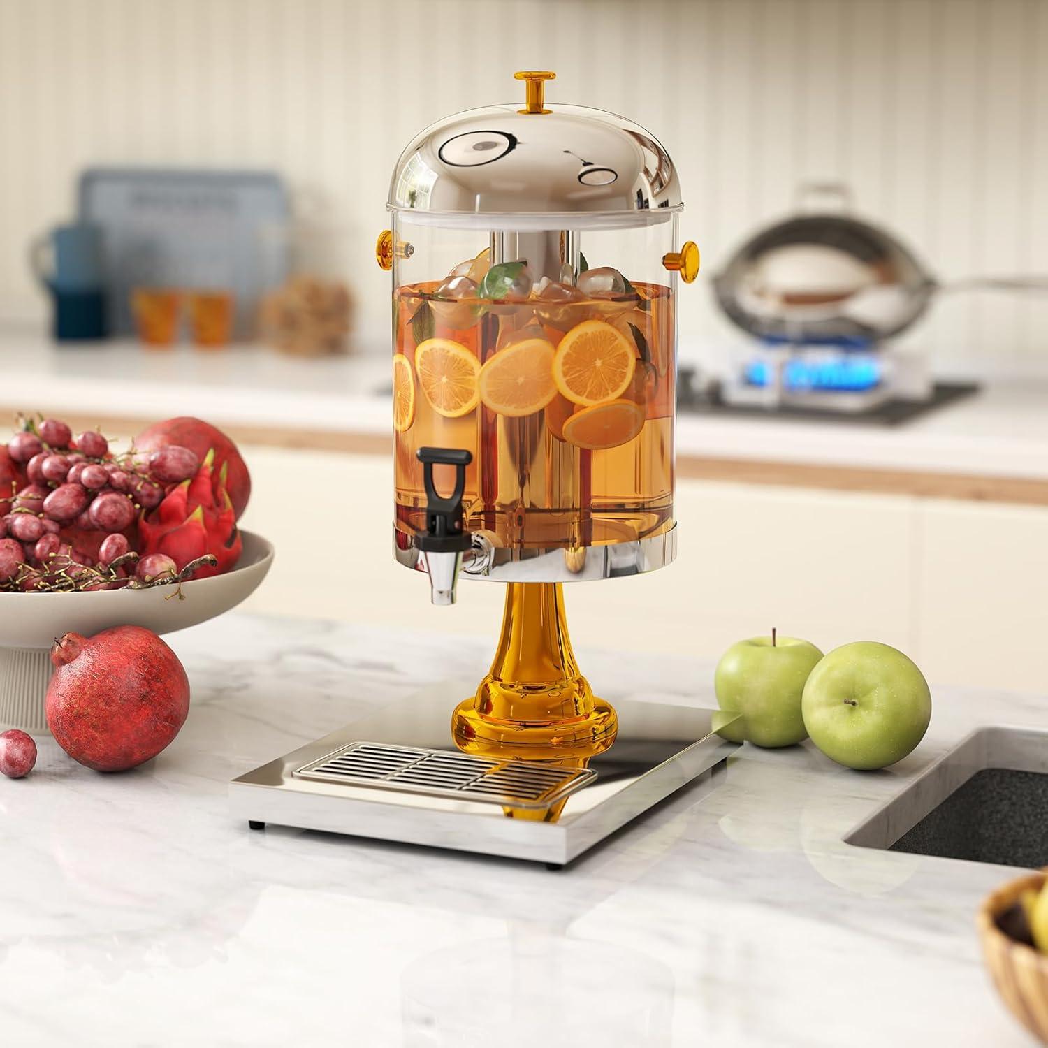 Dispensador de Bebidas 7.57L Foriy con Grifo y Bandeja de Goteo