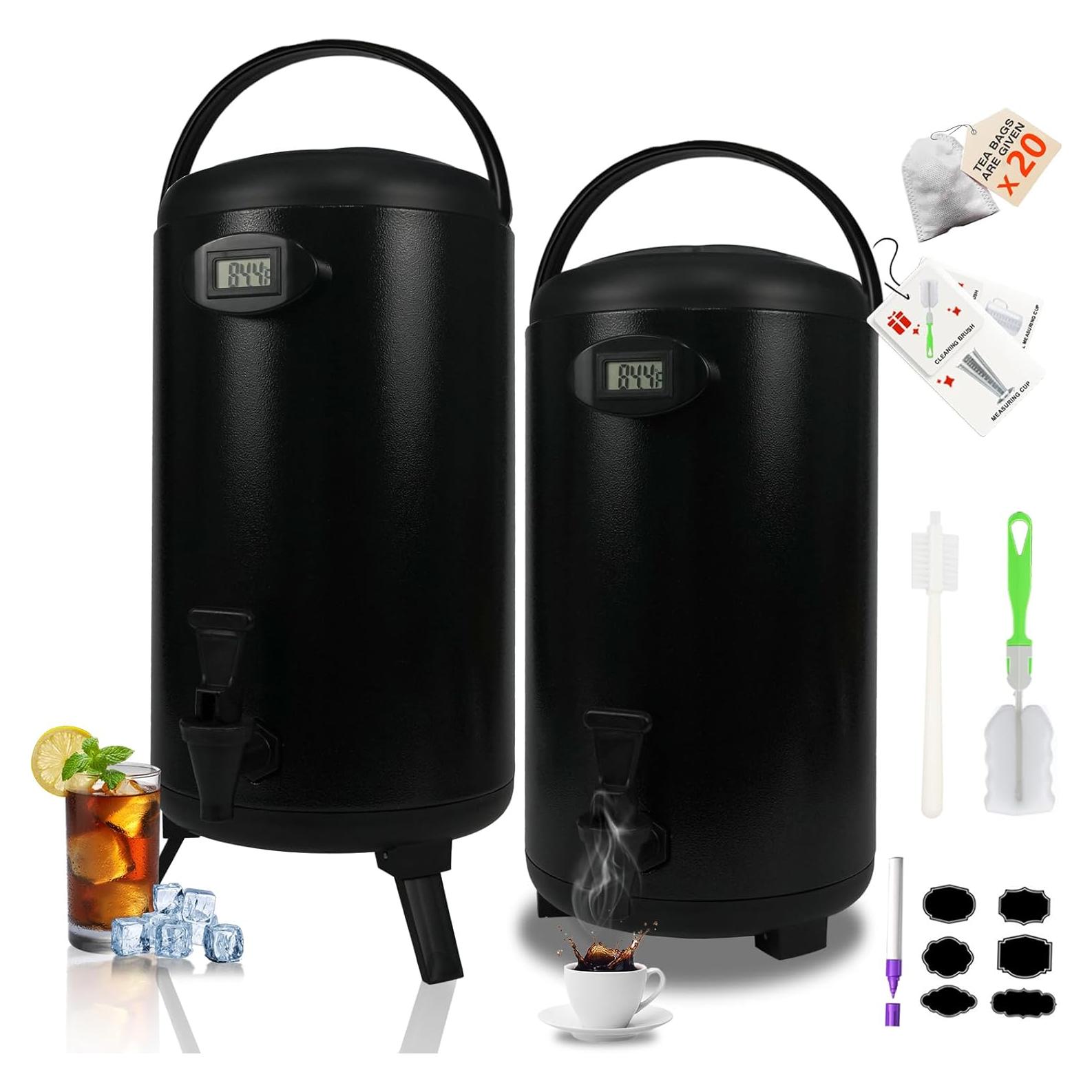 Dispensador de Bebidas Aislado JIVGDN 7.57L Acero Inoxidable Negro