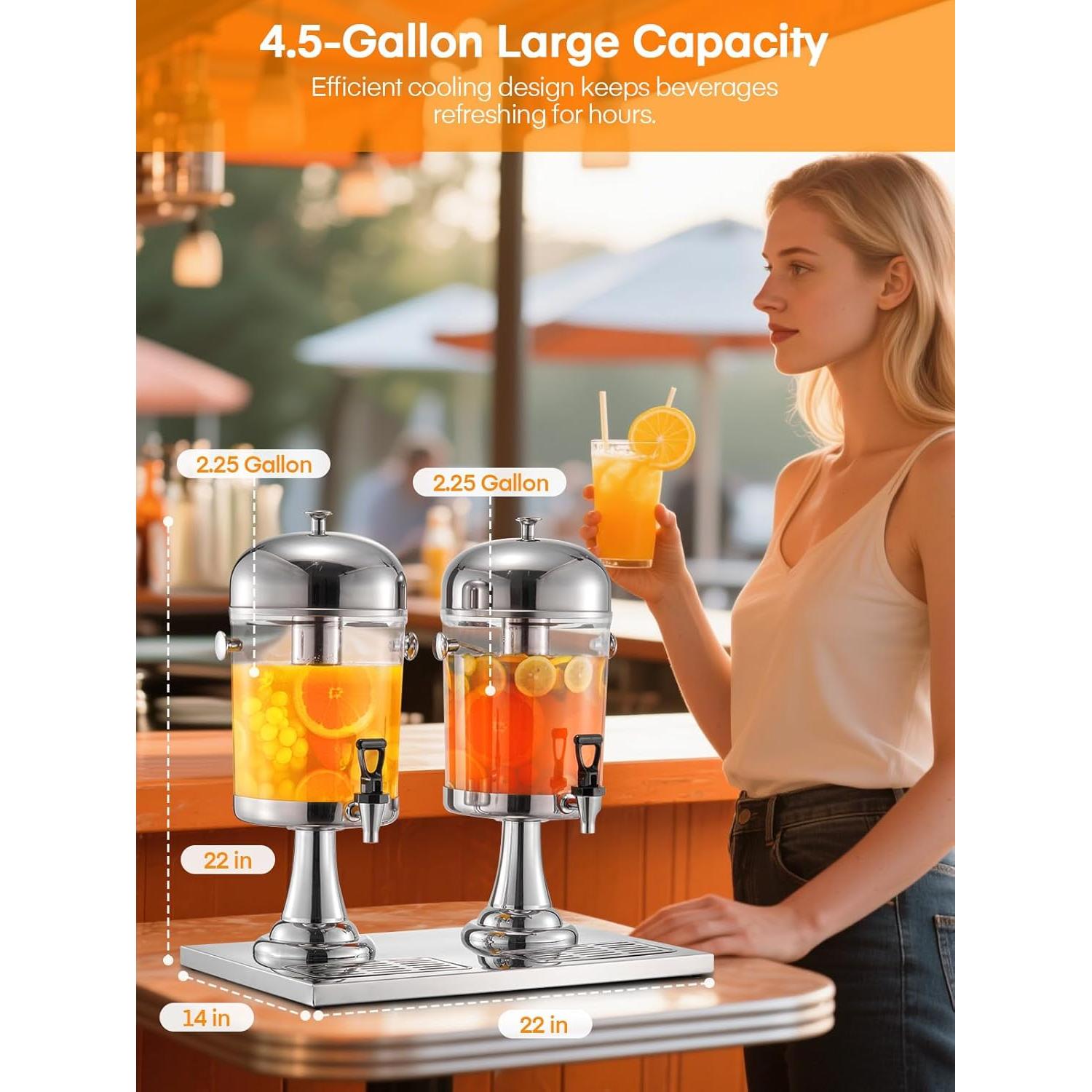 Dispensador de Bebidas FOHERE 17L Acero Inoxidable con Hielo