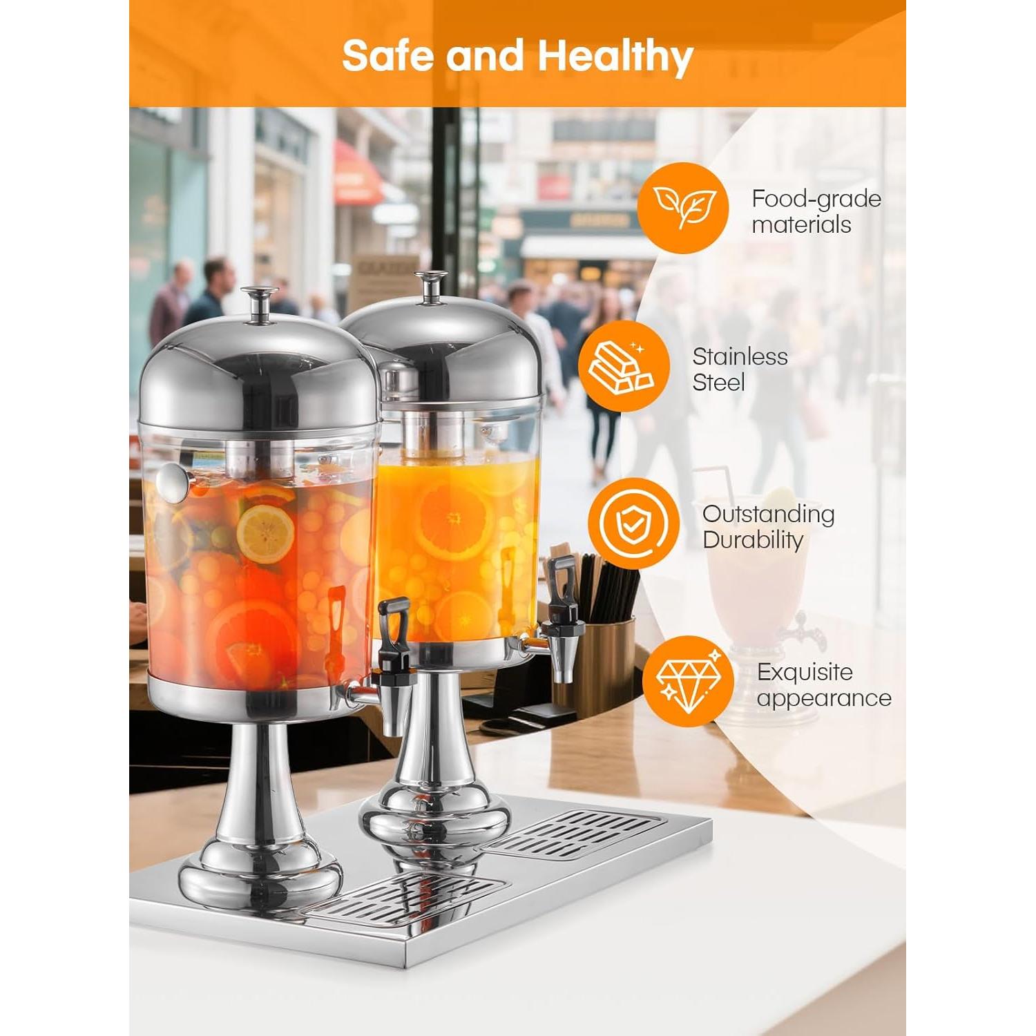 Dispensador de Bebidas FOHERE 17L Acero Inoxidable con Hielo