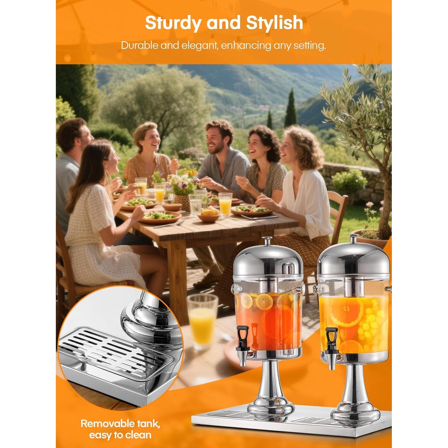 Dispensador de Bebidas FOHERE 17L Acero Inoxidable con Hielo