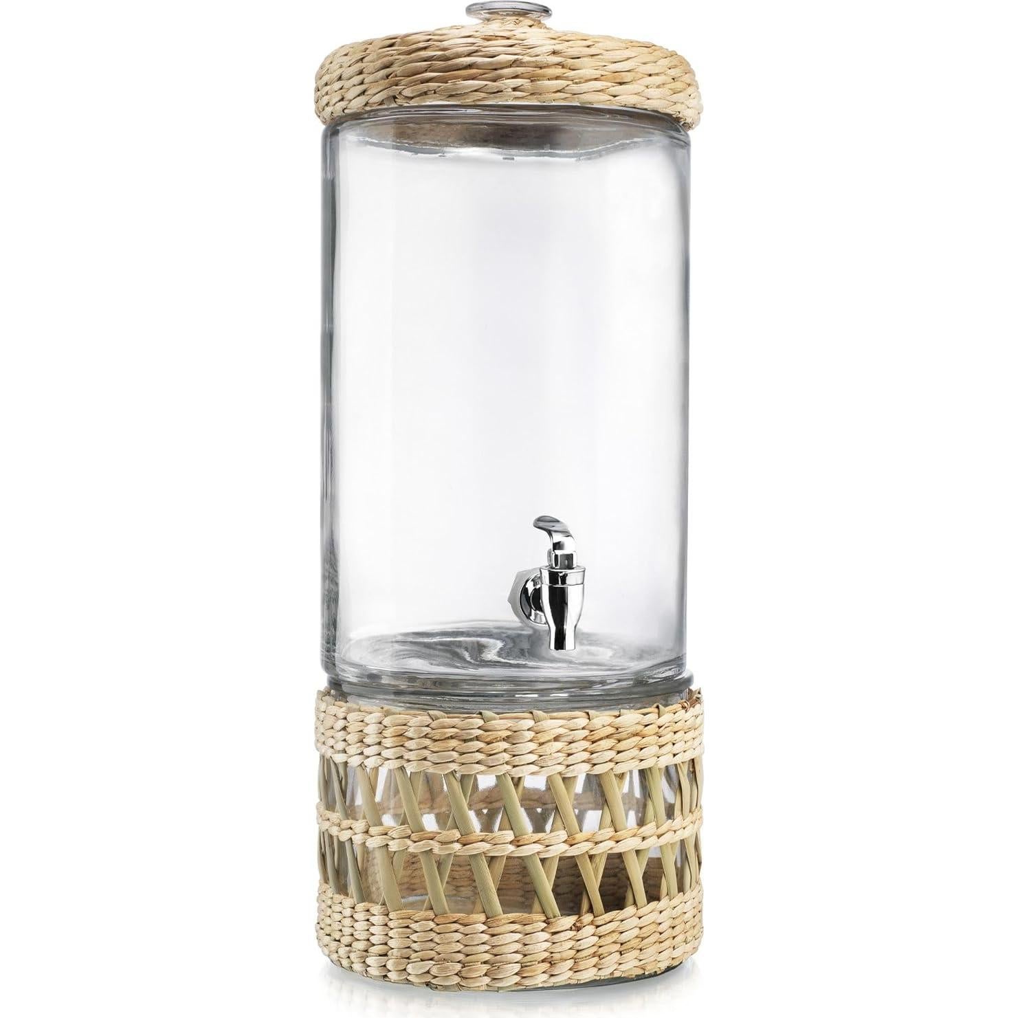 Dispensador de Bebidas de Vidrio MosJos 7.57L con Ratán