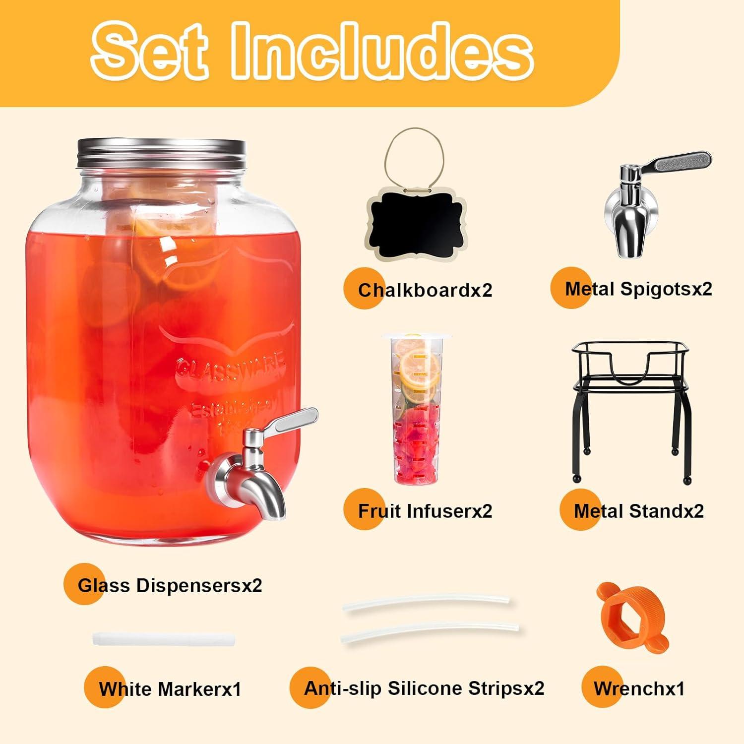 Dispensador de Bebidas de Vidrio RuileMei 30.28L 2 Piezas