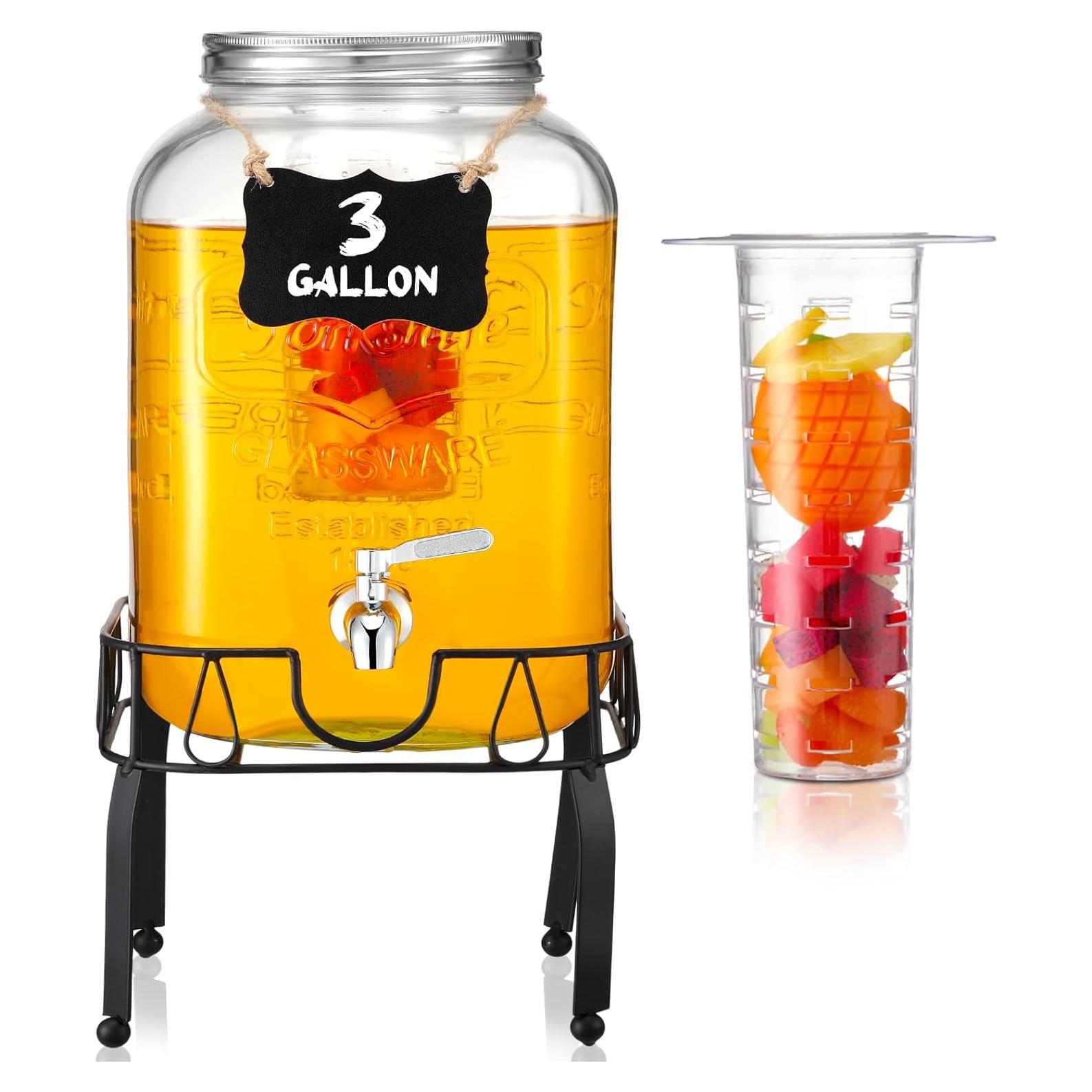 Dispensador de Bebidas de Vidrio 3 Galones FillTouch con Soporte