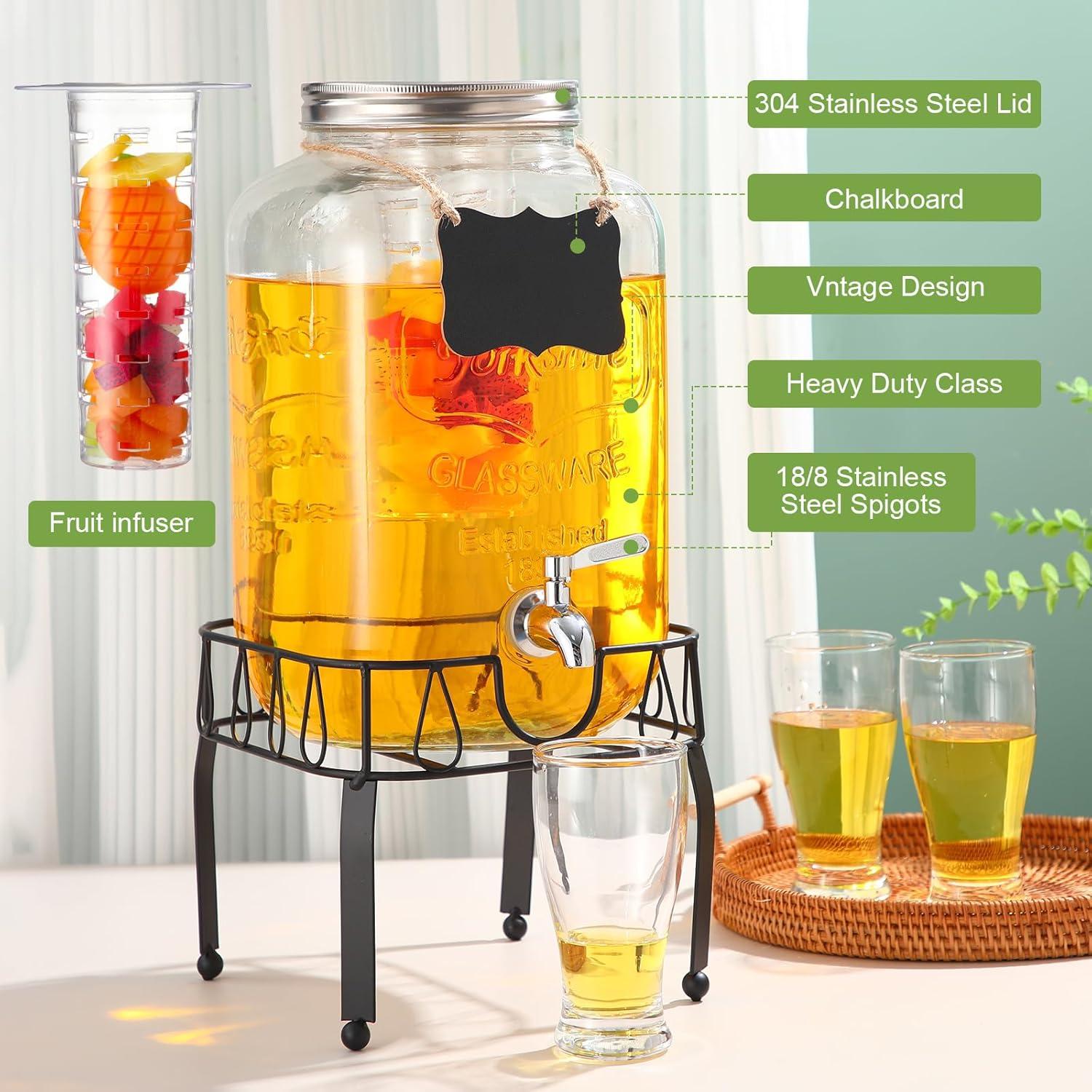 Dispensador de Bebidas de Vidrio 3 Galones FillTouch con Soporte