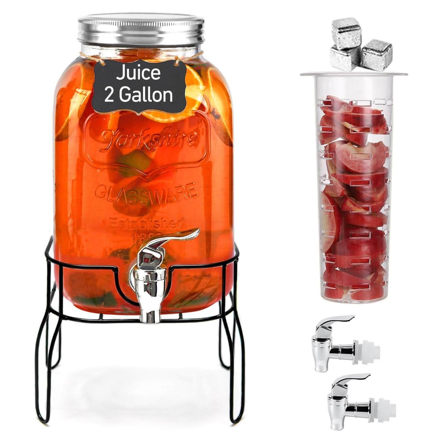 Dispensador de Bebidas de Vidrio Gasgimos 7.57L con 2 Grifos