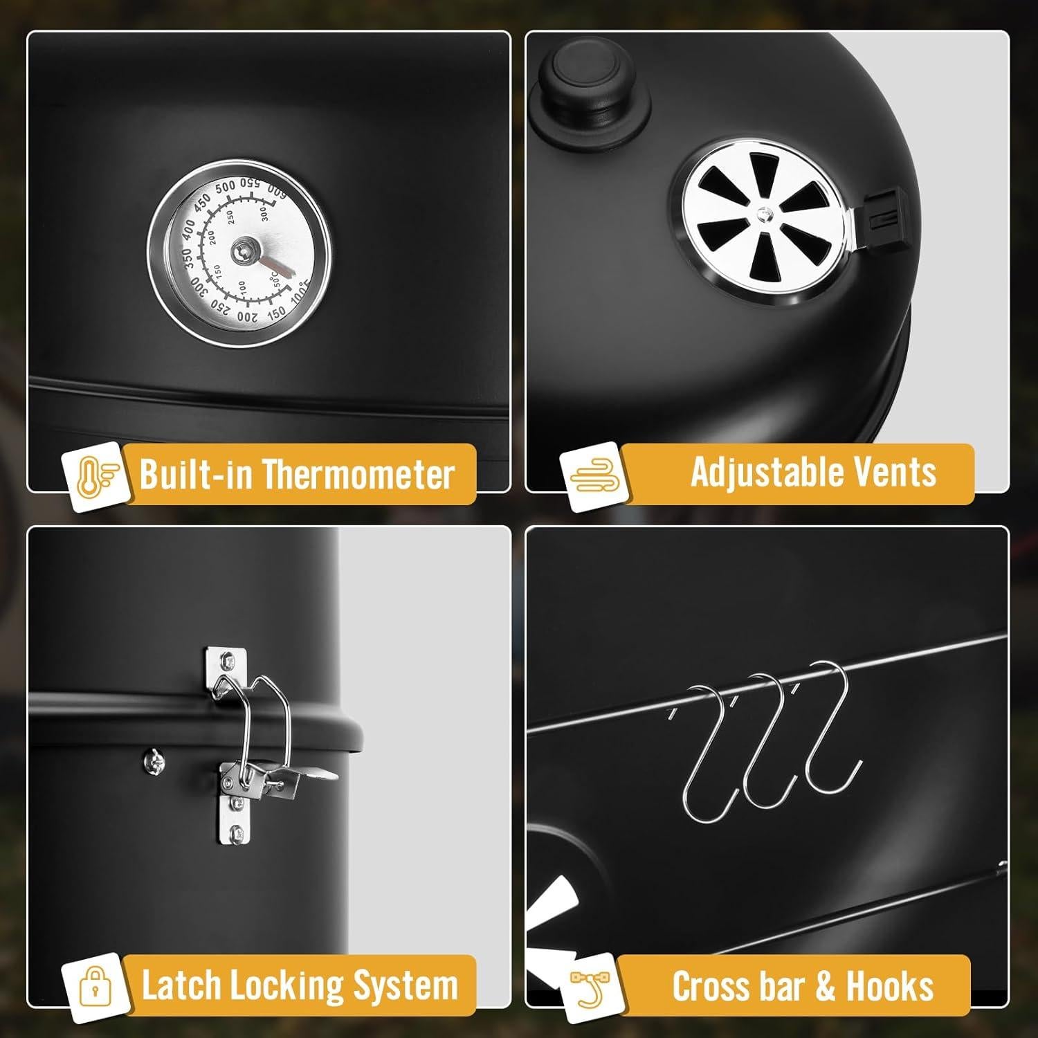 Ahumador de Carbón SUNLIFER 4 en 1 para BBQ 40 cm