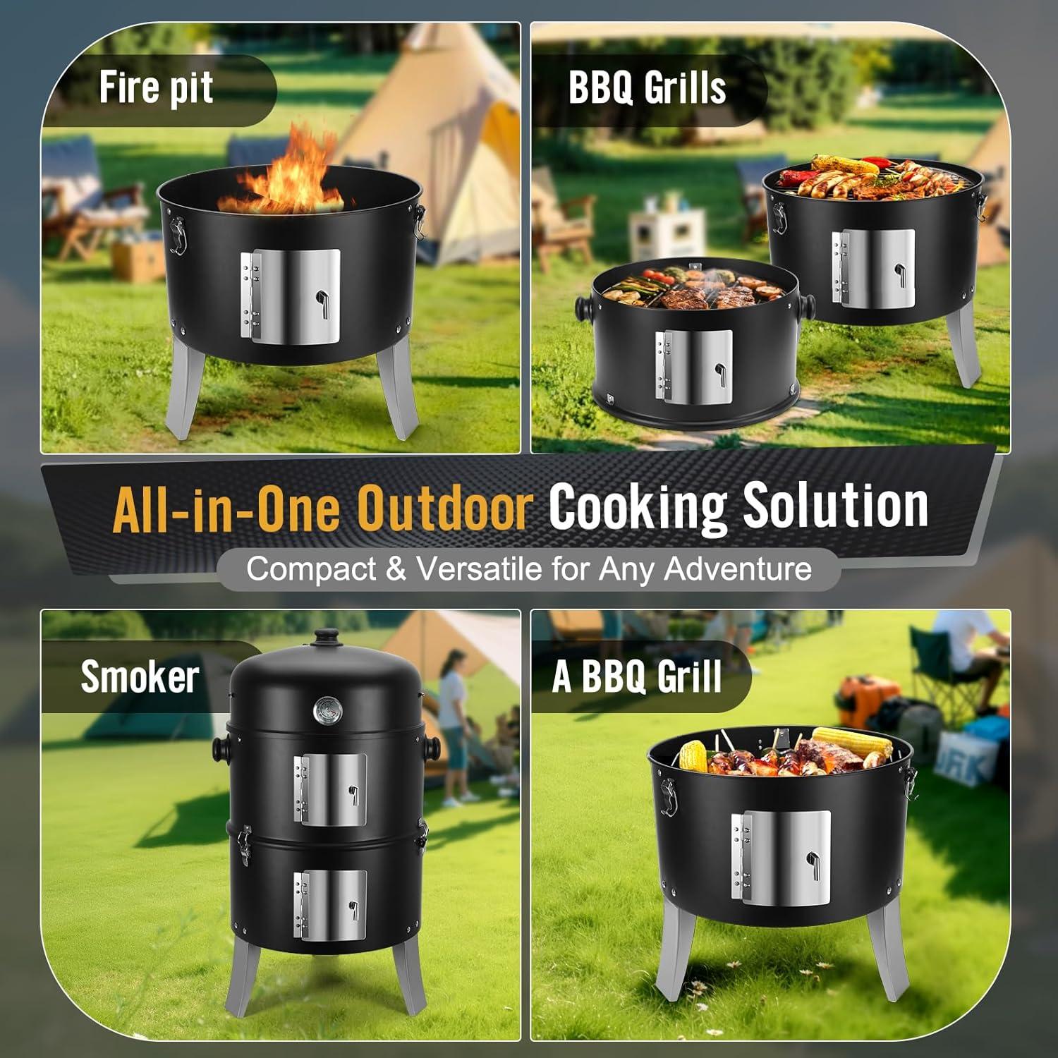 Ahumador de Carbón SUNLIFER 4 en 1 para BBQ 40 cm