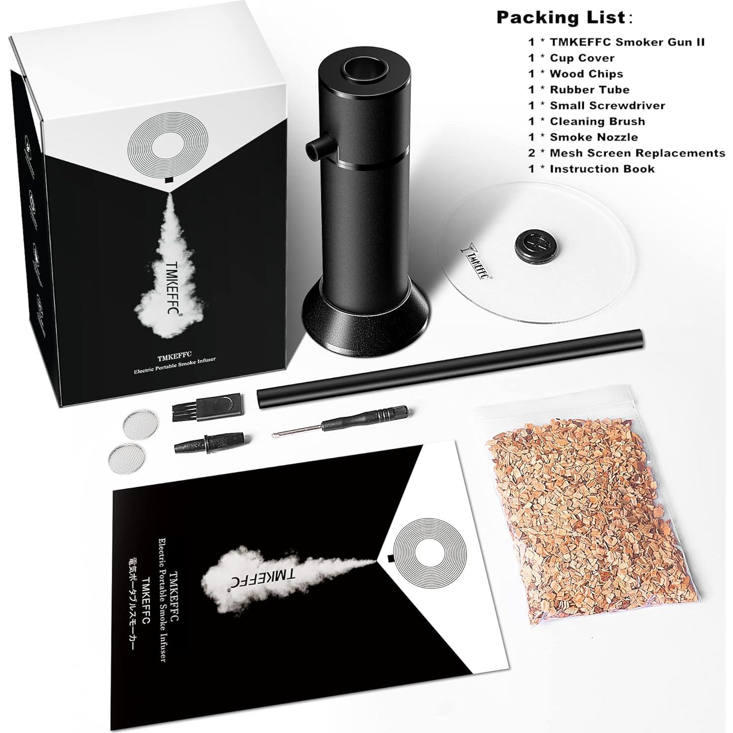Infusor de Humo Portátil TMKEFFC para Comida y Bebidas, Negro
