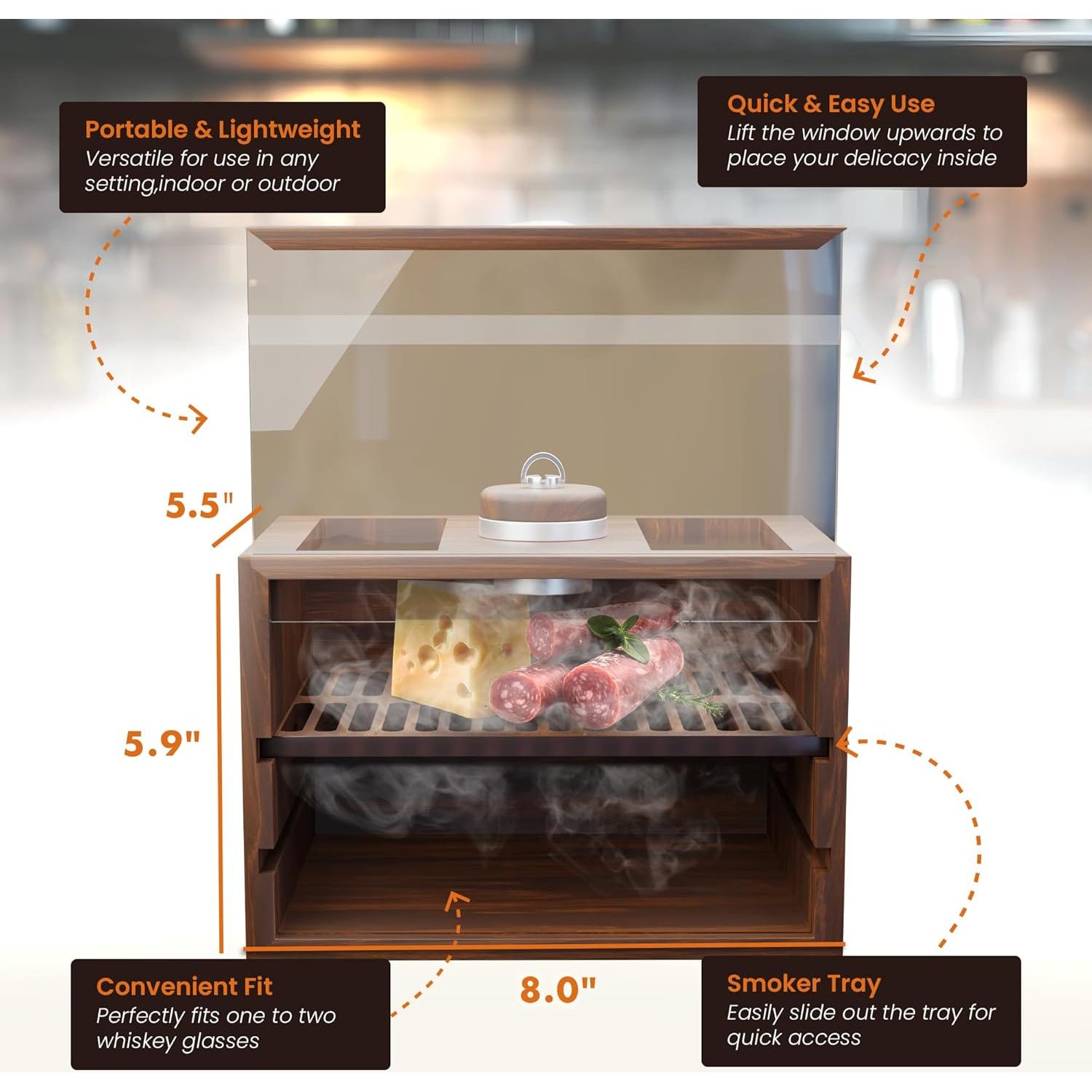 Caja de Ahumador Culinario Bon Apperoo de 2 Vasos - Compacta