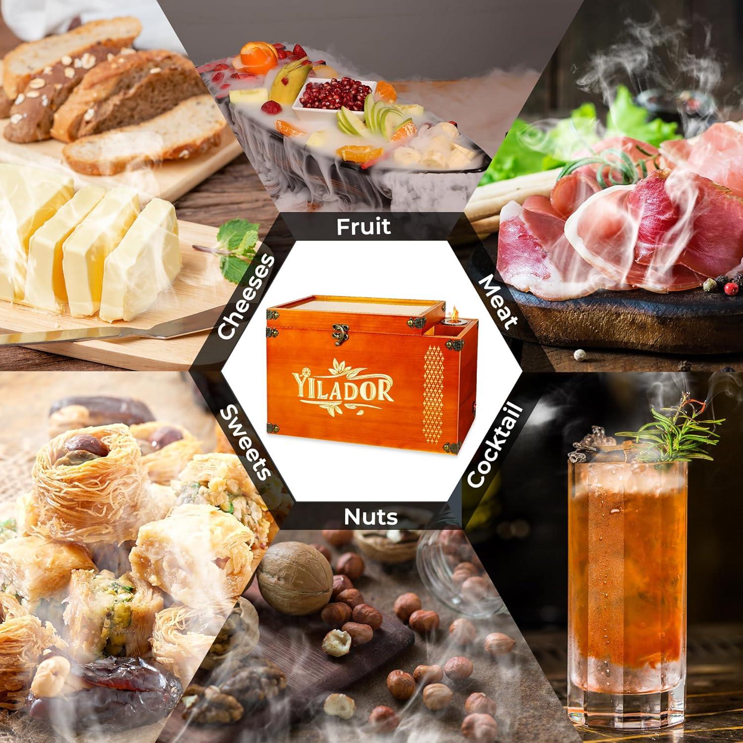 Kit de Ahumador Eléctrico Yilador con Caja de Madera y 6 Astillas