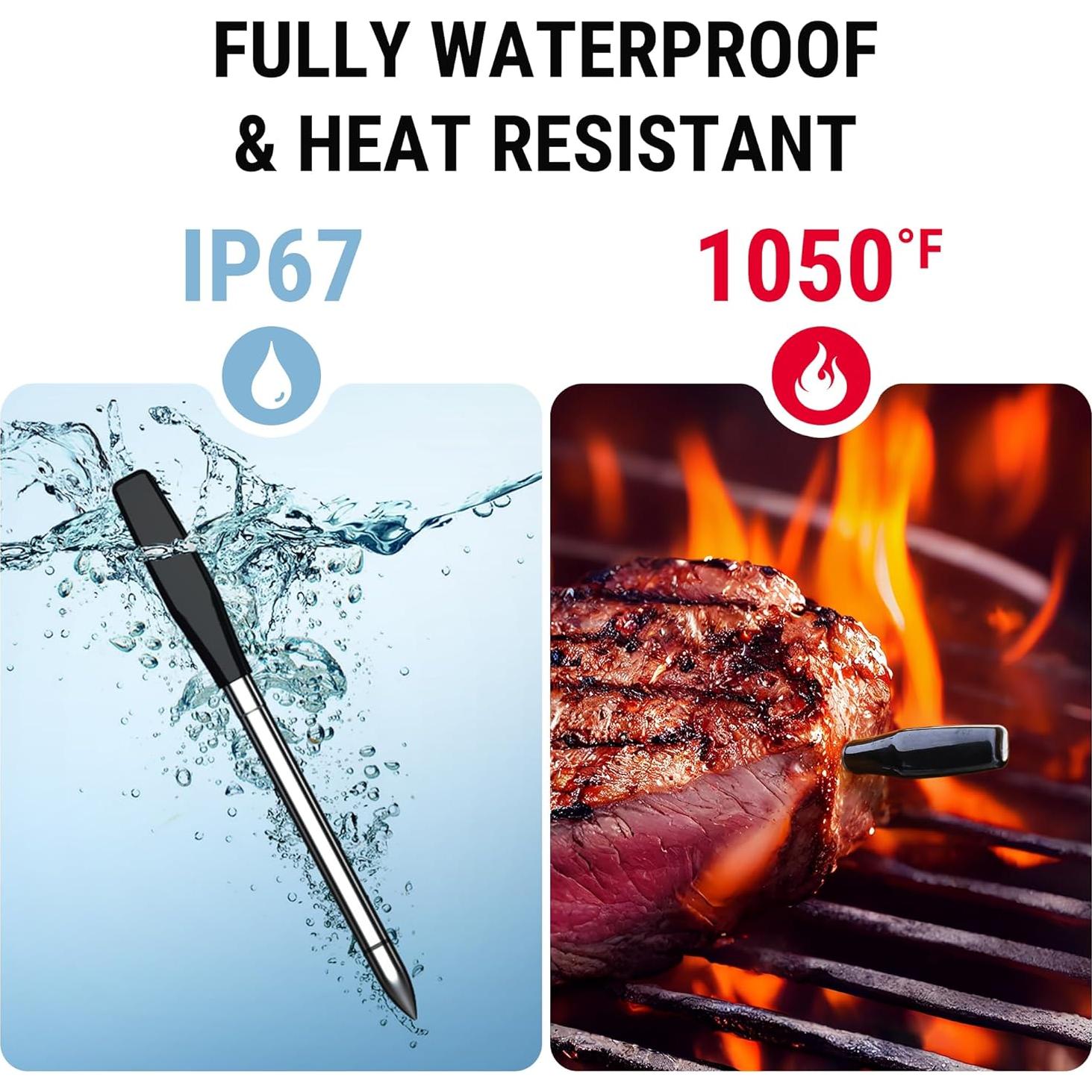Termómetro de Carne Inalámbrico ThermoPro TempSpike Pro, Digital, WiFi/Bluetooth, Sonda Desmontable, Resistente al Calor 565°C