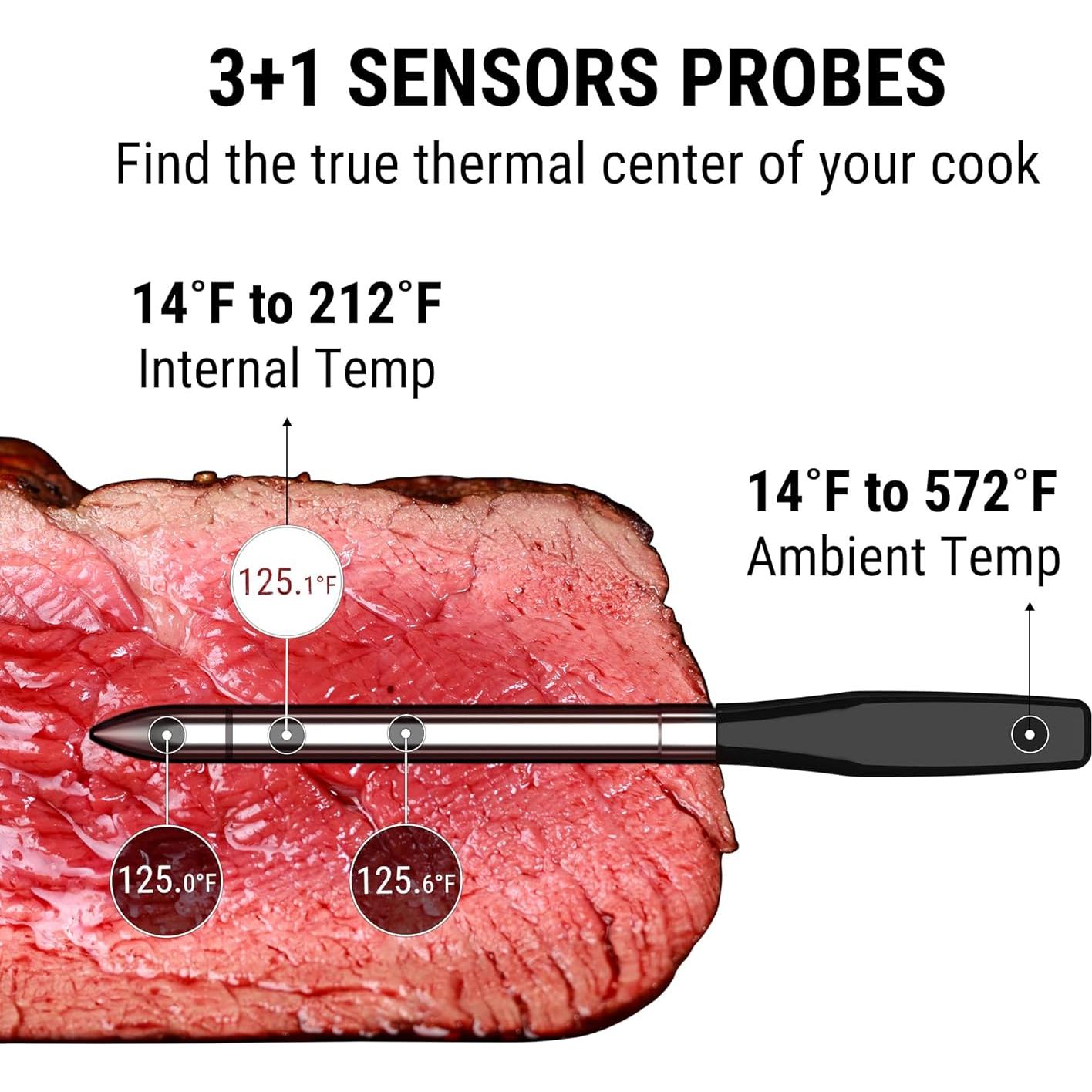 Termómetro de Carne Inalámbrico ThermoPro TempSpike Pro, Digital, WiFi/Bluetooth, Sonda Desmontable, Resistente al Calor 565°C