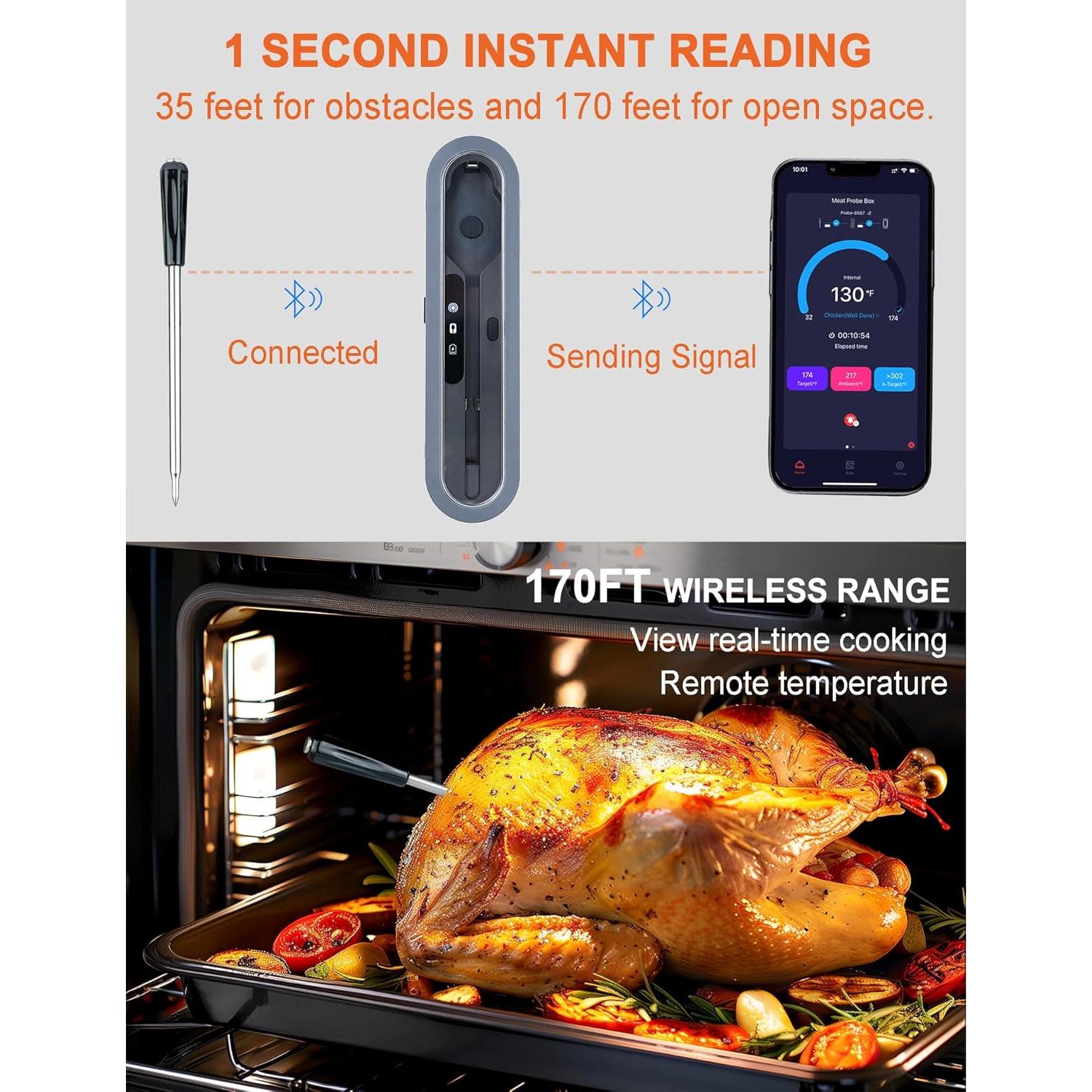 Termómetro de Carne Digital BOHON Inalámbrico con Bluetooth