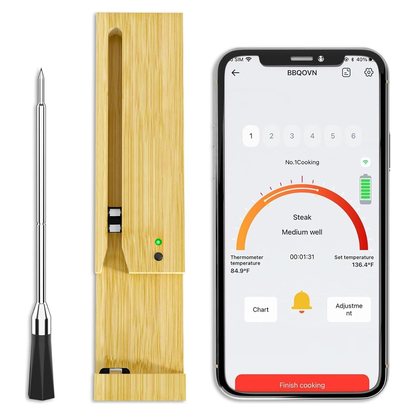 Termómetro de Carne Inalámbrico BtcLink Hub+Probe Bluetooth 236m