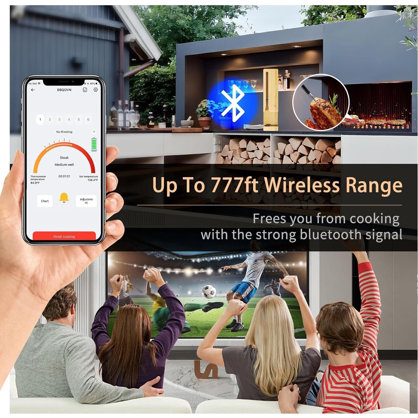 Termómetro de Carne Inalámbrico BtcLink Hub+Probe Bluetooth 236m