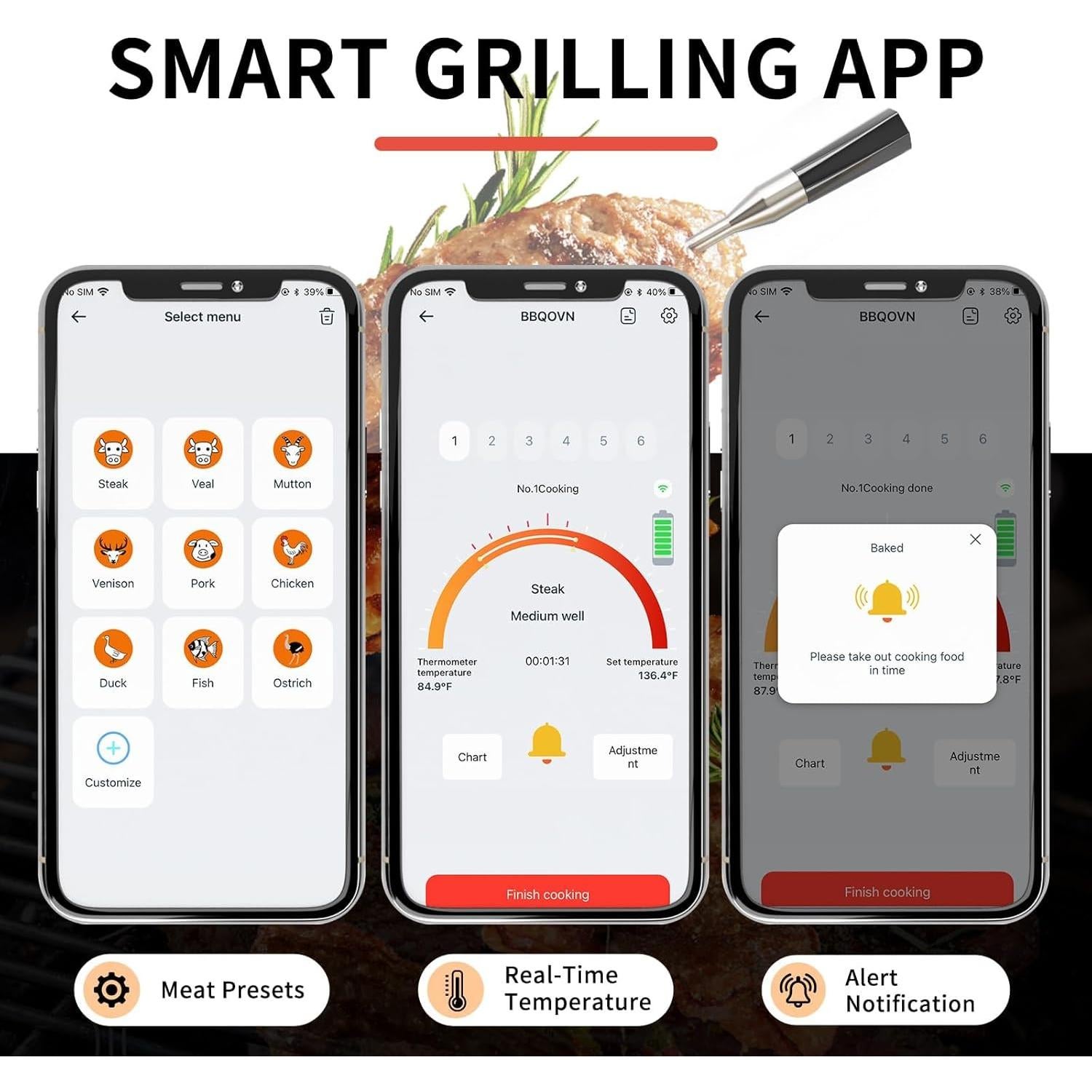 Termómetro de Carne Inalámbrico BtcLink Hub+Probe Bluetooth 236m