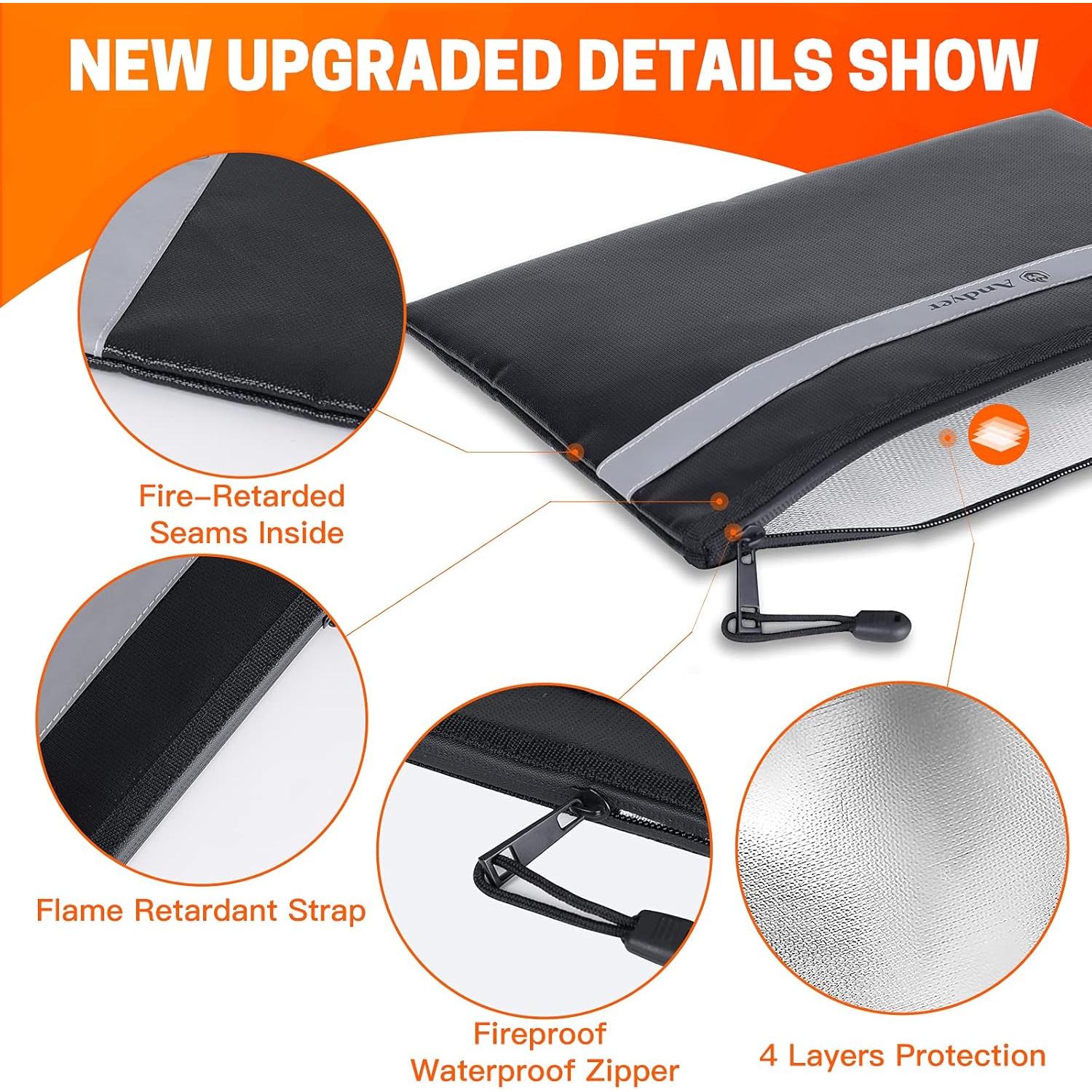 Bolsa a Prueba de Fuego Andyer 2 Piezas 34x25 cm y 28x15 cm