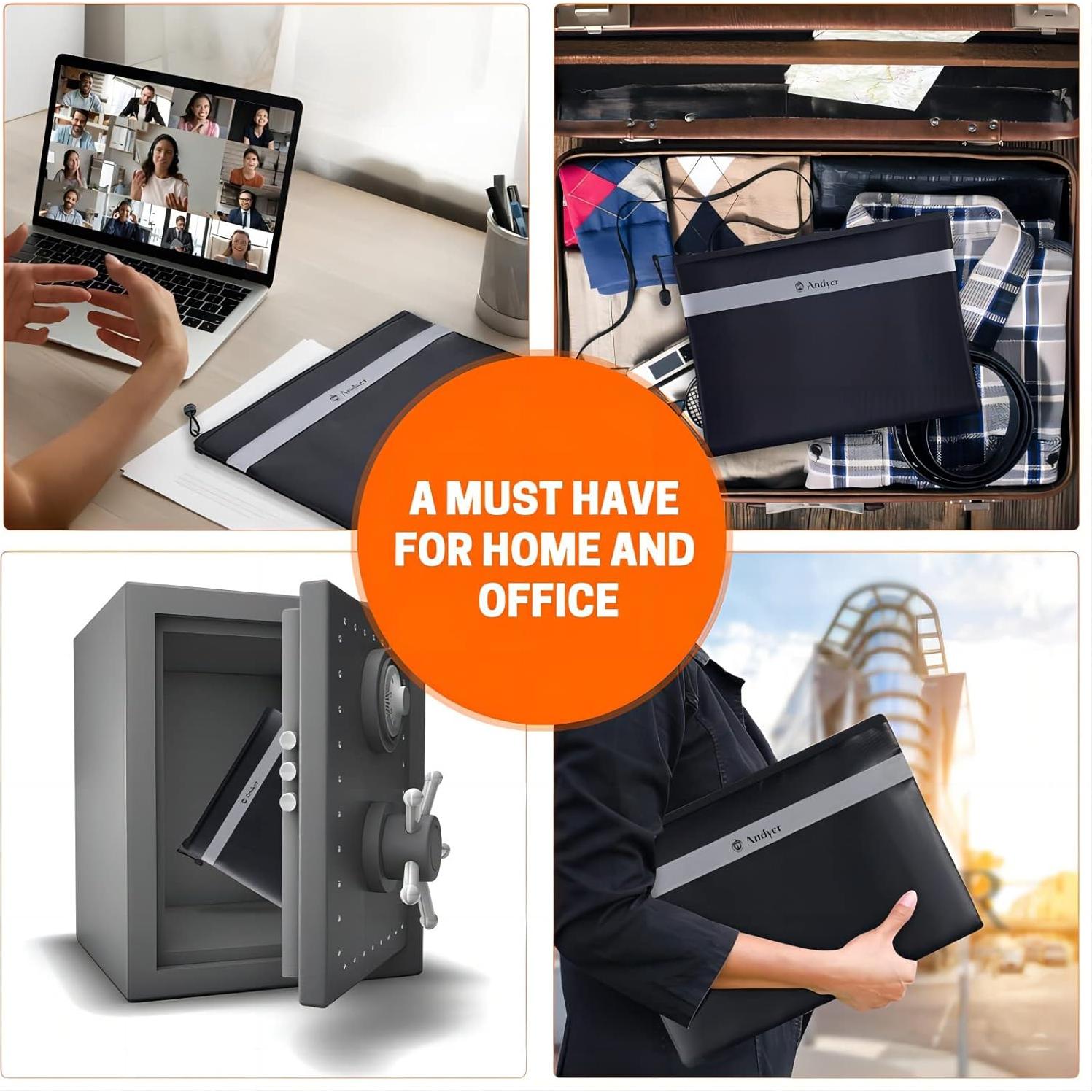 Bolsa a Prueba de Fuego Andyer 2 Piezas 34x25 cm y 28x15 cm