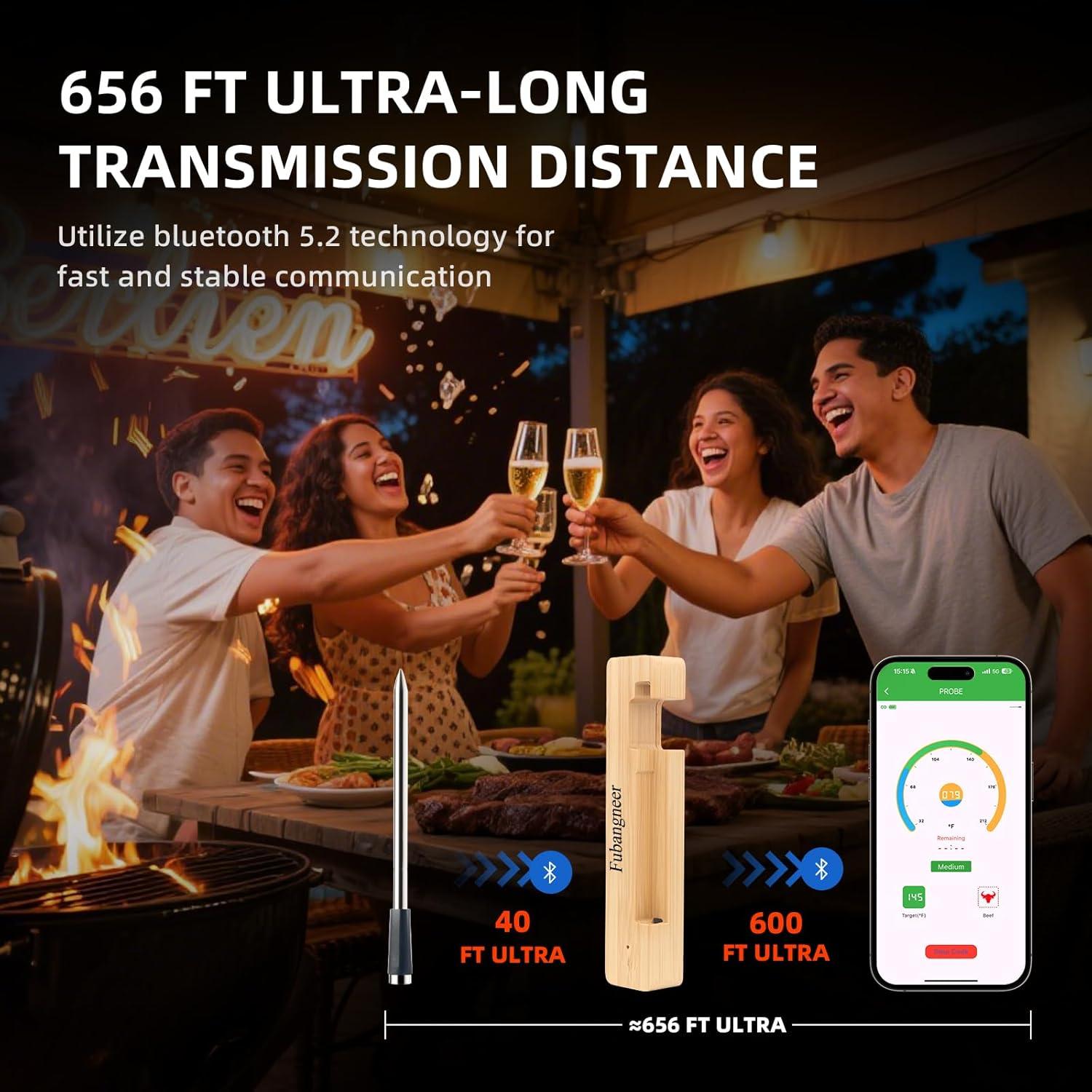 Termómetro de Carne Bluetooth Fubangneer IP68 Inalámbrico