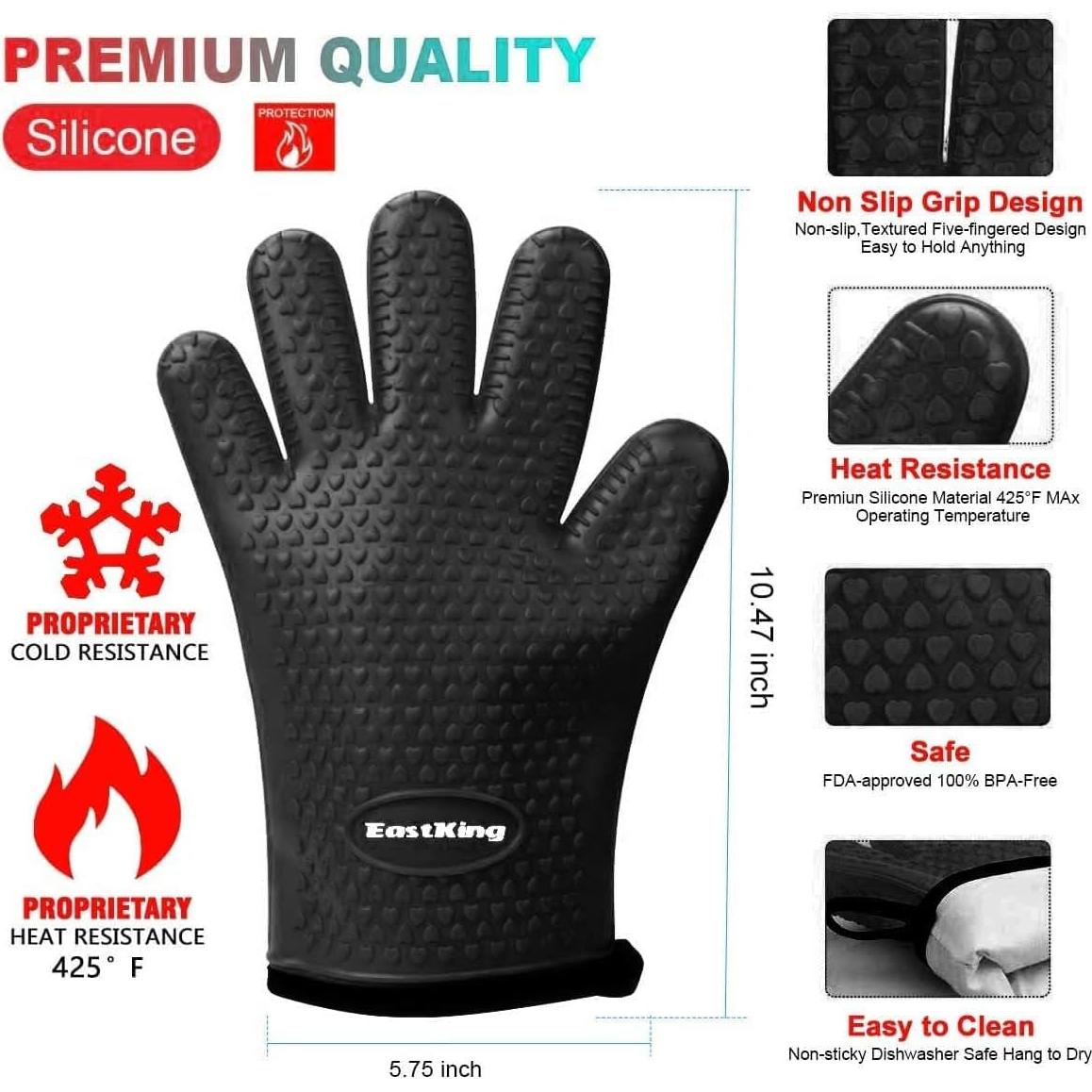 Juego de Accesorios para BBQ EastKing - Guantes, Termómetro y Garras