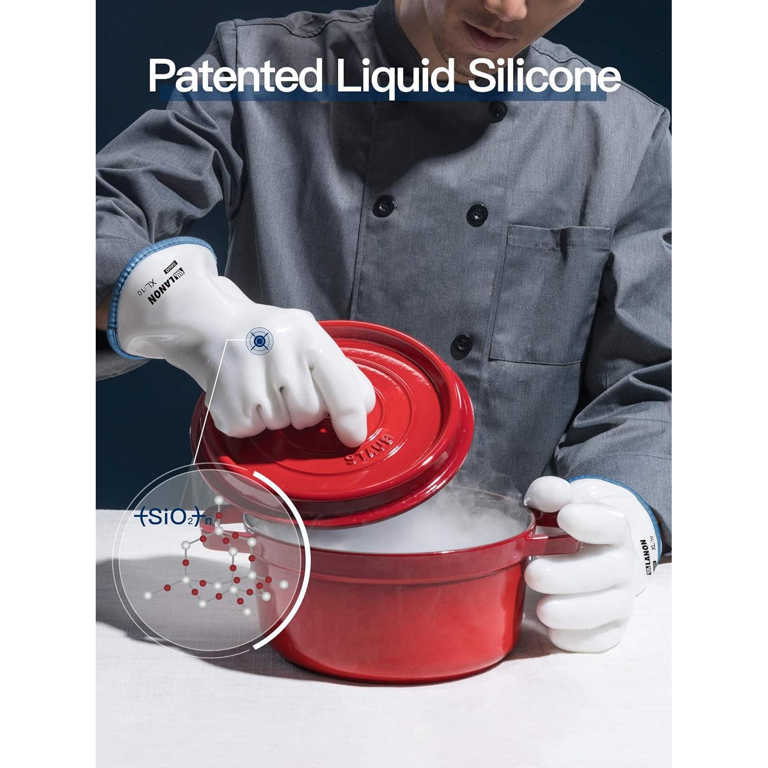 Guantes de Horno de Silicona Líquida LANON Wahoo Grado Alimentario M/8