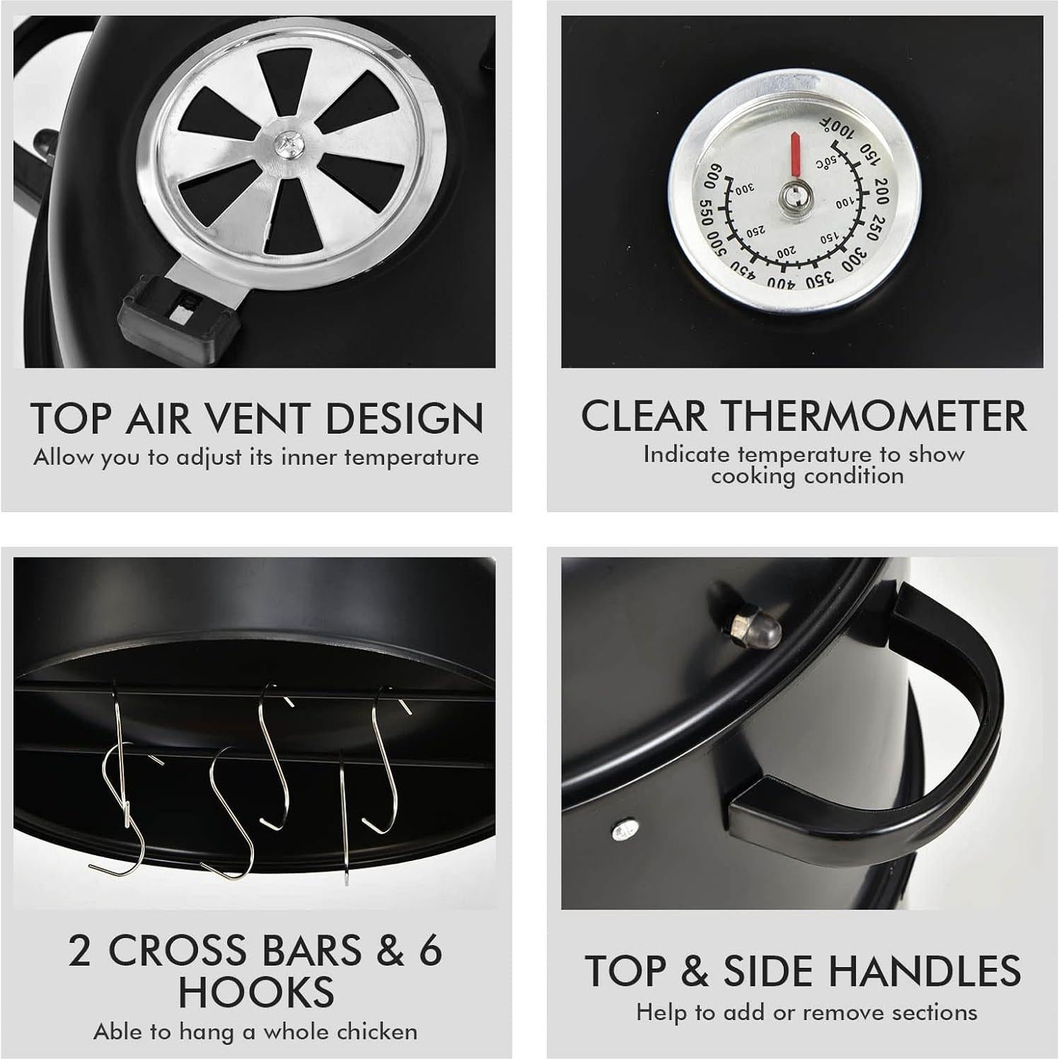 Parrilla Ahumadora Vertical Giantex 3 en 1 para Exterior