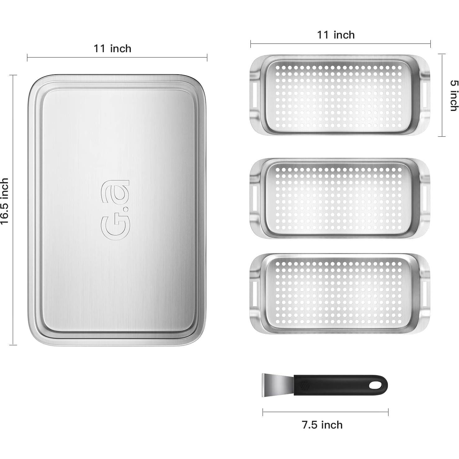 Juego de Cesta para Parrilla G.a HOMEFAVOR Acero Inoxidable 3 Piezas