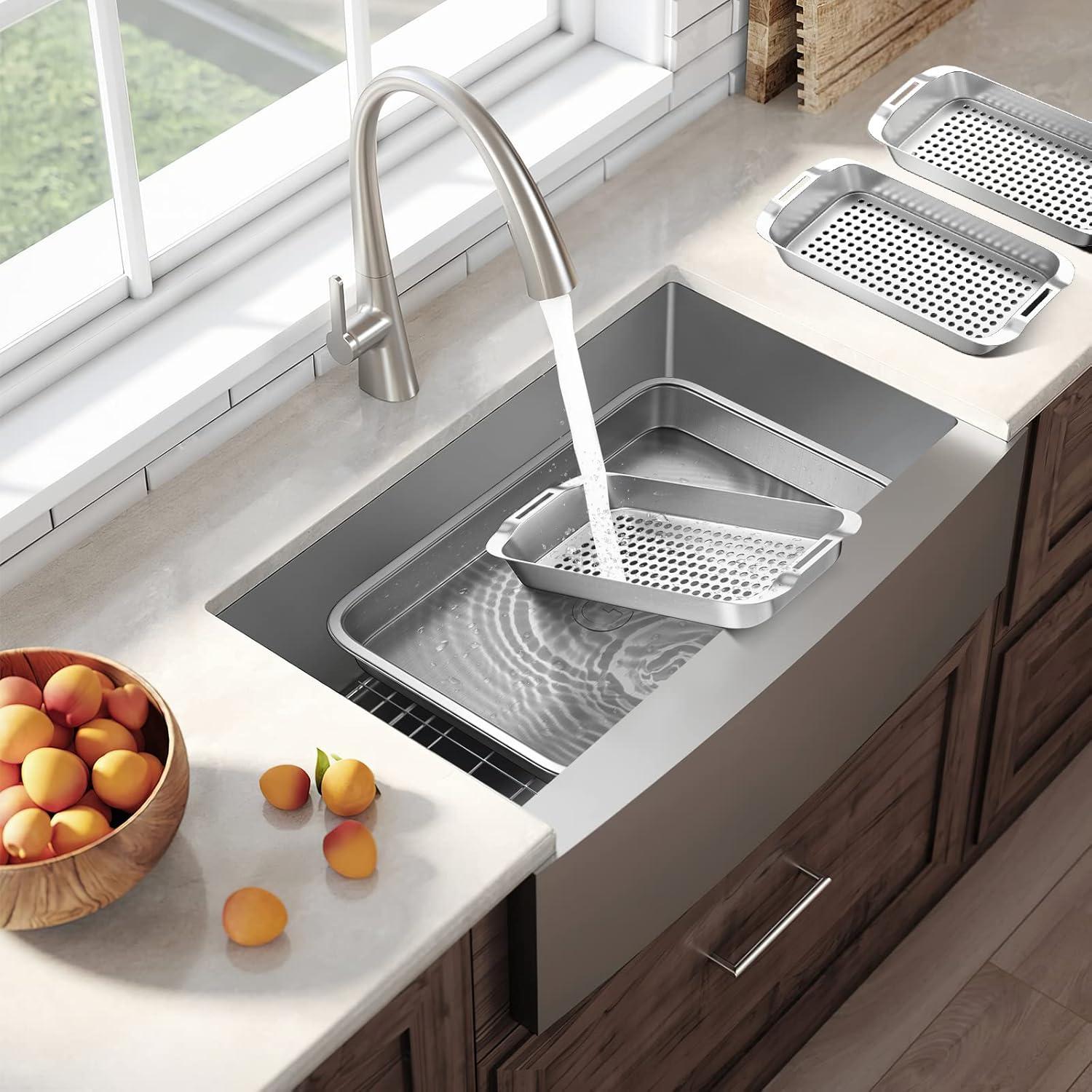 Juego de Cesta para Parrilla G.a HOMEFAVOR Acero Inoxidable 3 Piezas