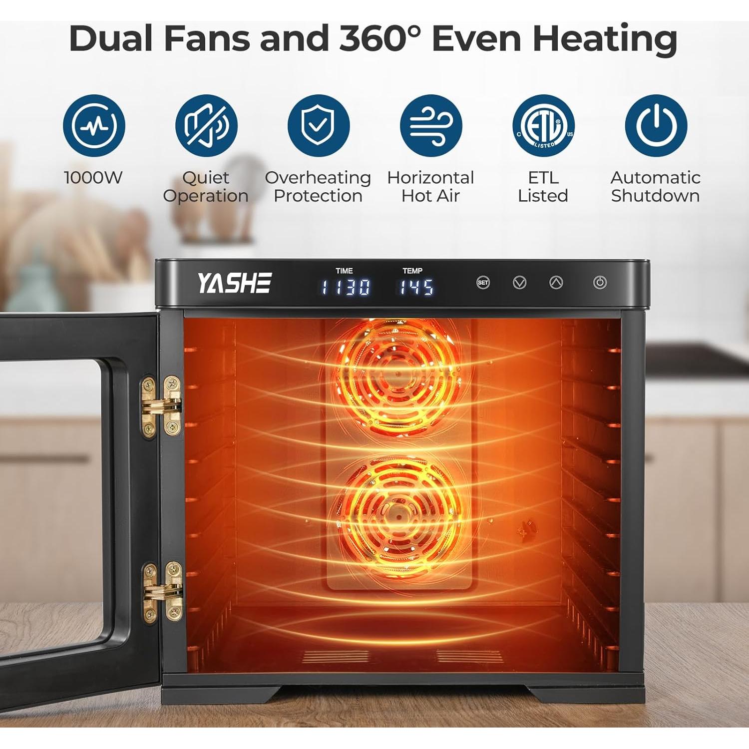 Deshidratadora de Alimentos YASHE GGJ-801 9 Bandejas 1000W