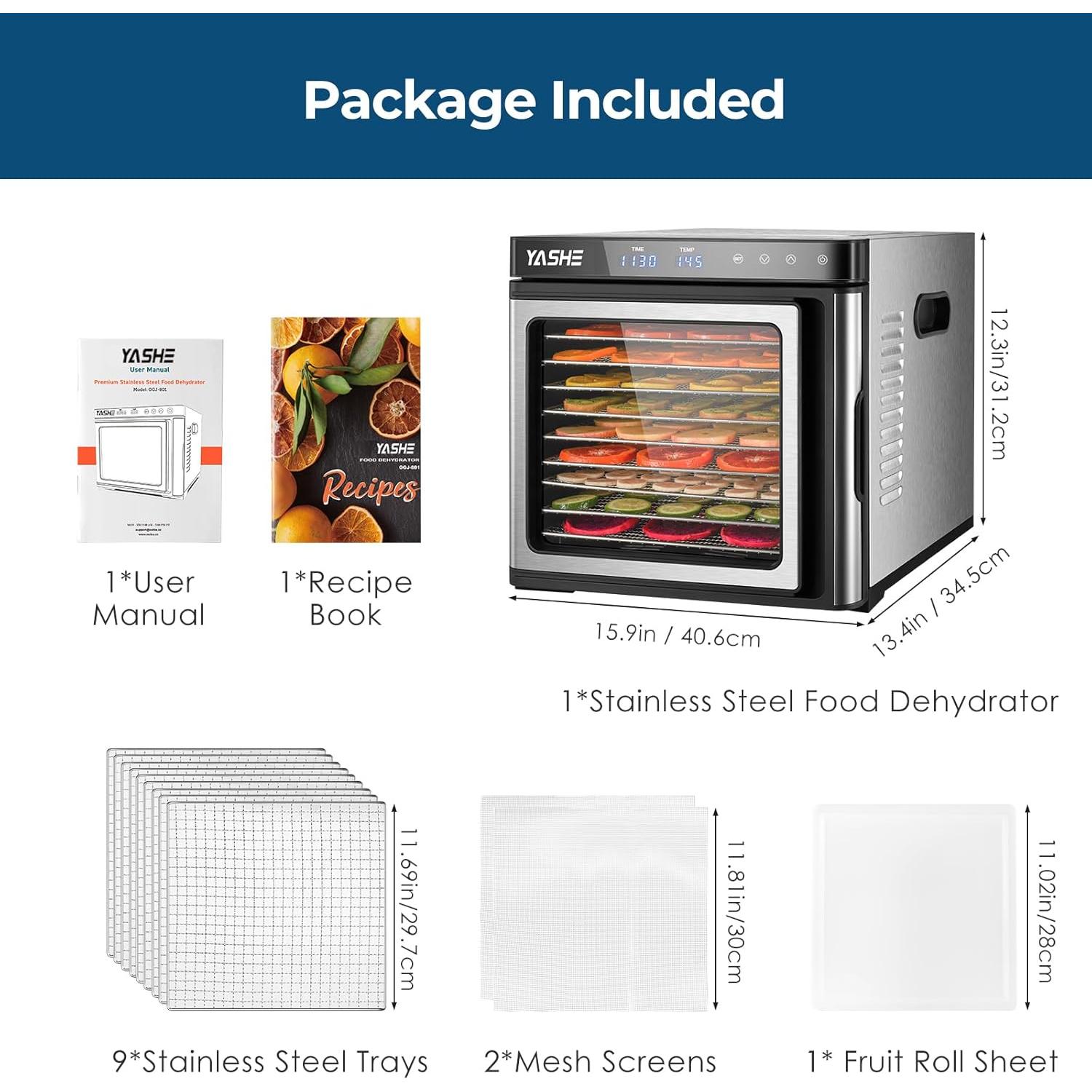 Deshidratadora de Alimentos YASHE GGJ-801 9 Bandejas 1000W