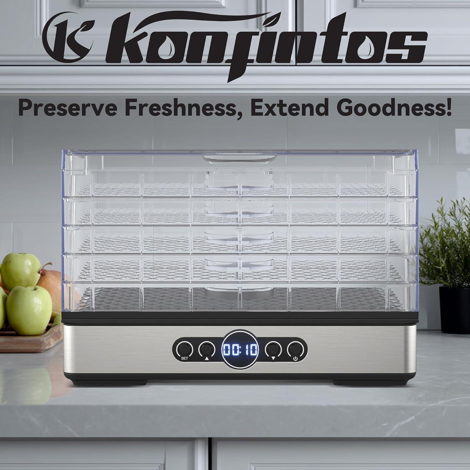 Deshidratador de Alimentos Konfintos KS904, 5 Bandejas, 400W
