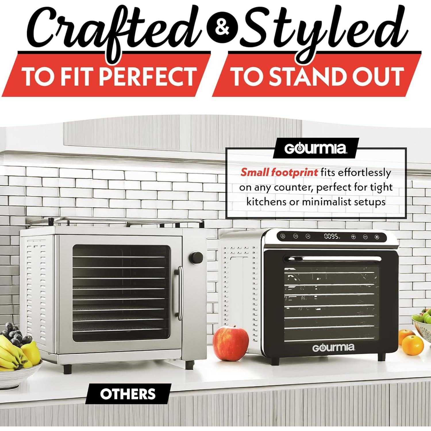 Deshidratador de Alimentos Gourmia GFD1620 8 Bandejas Acero Inoxidable