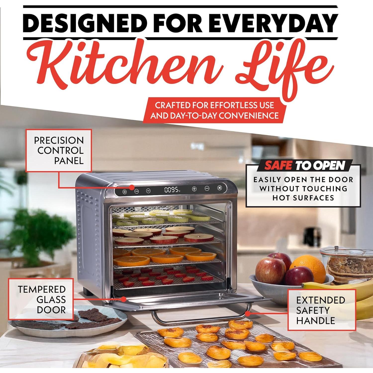 Deshidratador de Alimentos Gourmia GFD1620 8 Bandejas Acero Inoxidable