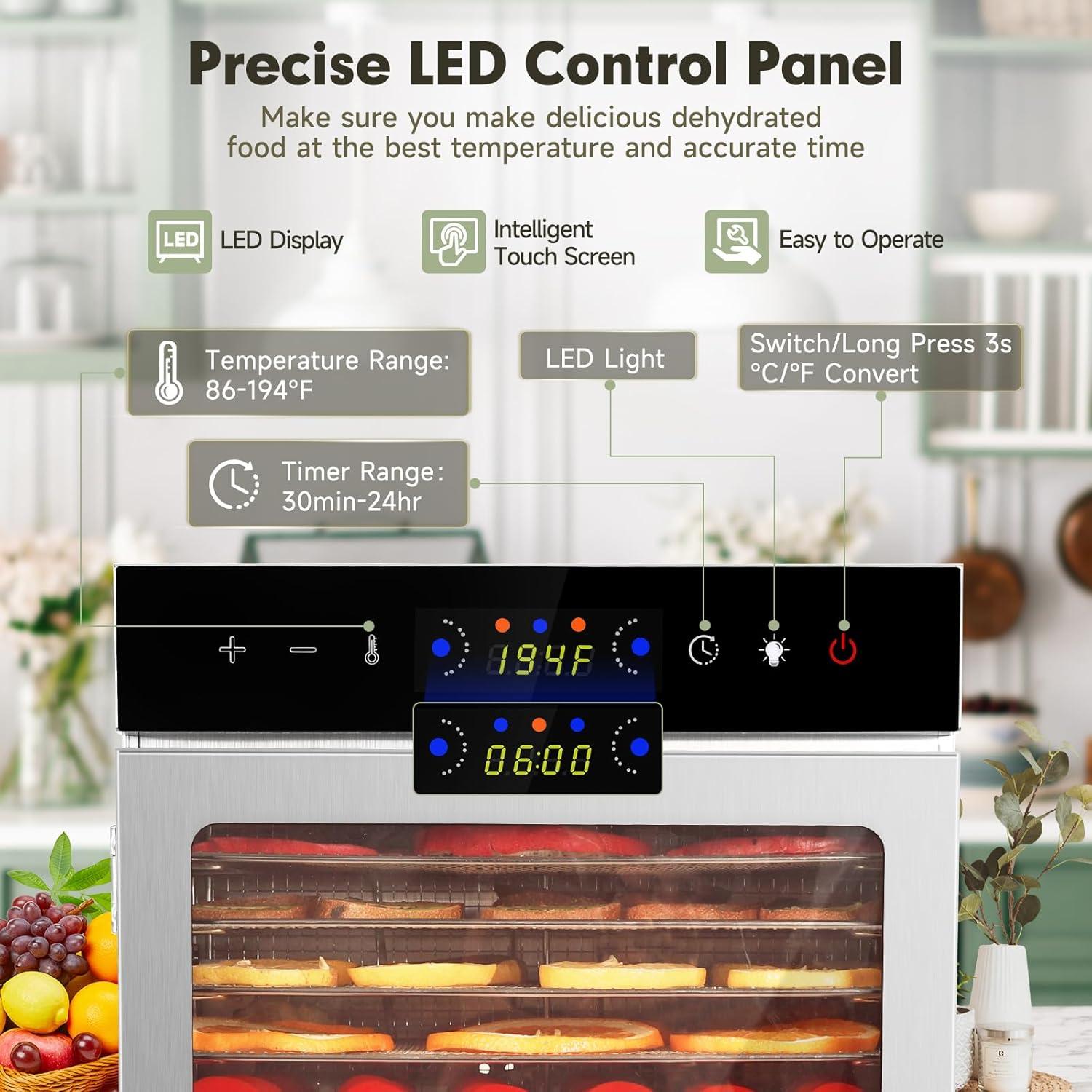 Deshidratador de Alimentos SUCISENI 1000W 18 Bandejas Acero Inoxidable