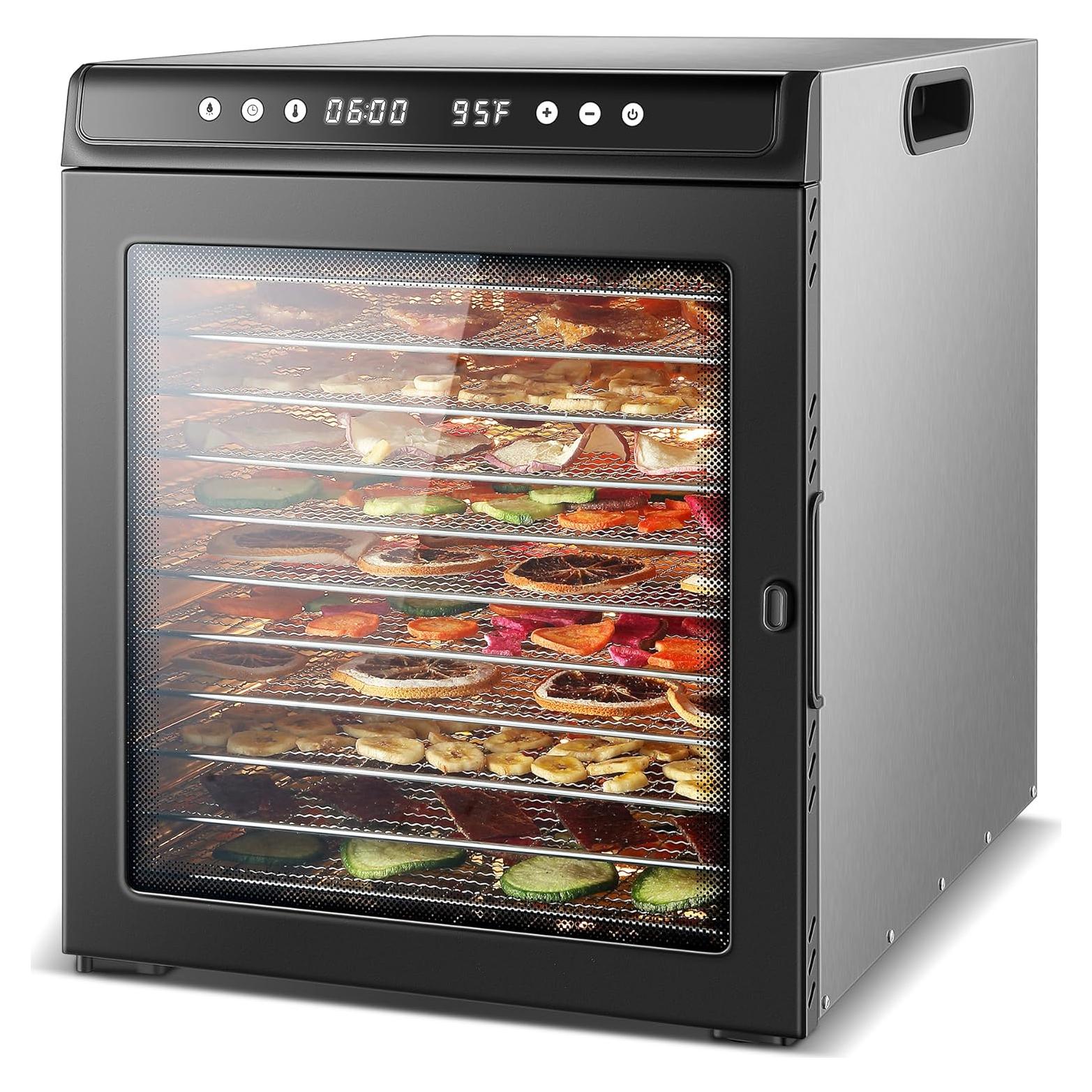 Deshidratador de Alimentos Amzgachfktch 12 Bandejas Acero Inoxidable 1300W