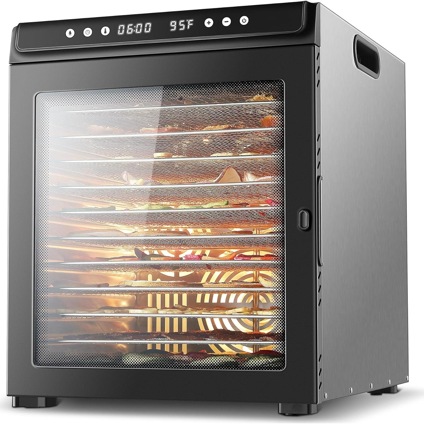 Deshidratador de Alimentos Amzgachfktch 12 Bandejas Acero Inoxidable 1300W