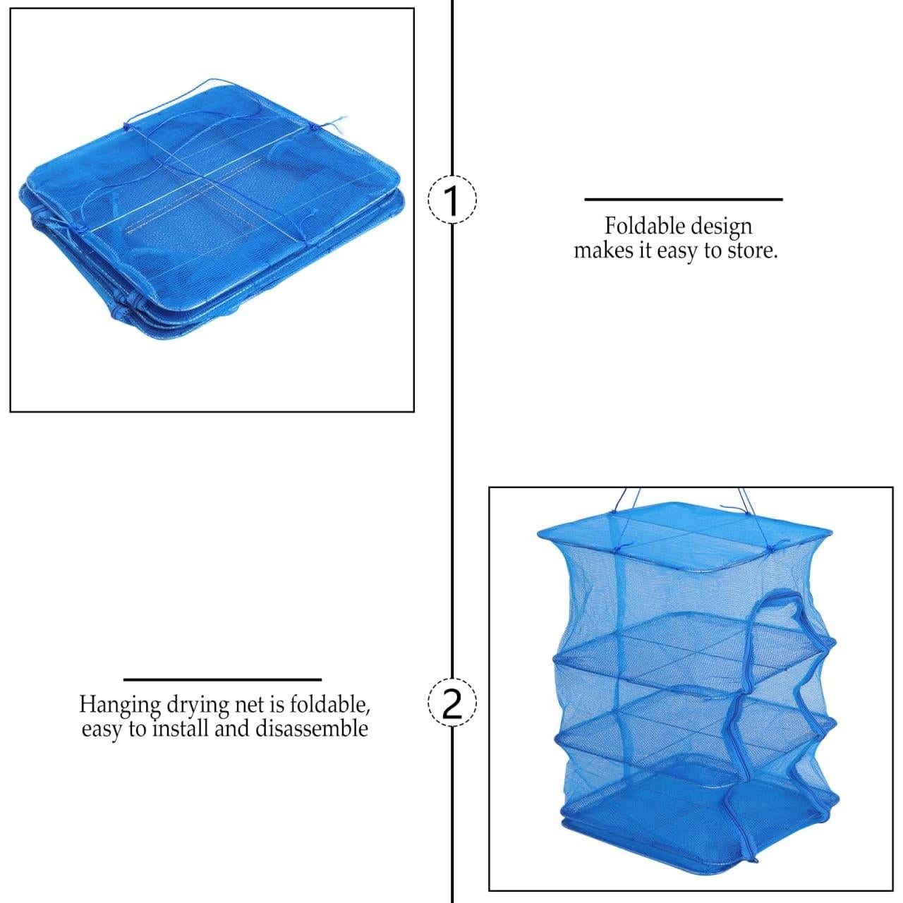 Cesta de Red de Secado Plegable 3 Capas BESPORTBLE 65x35cm