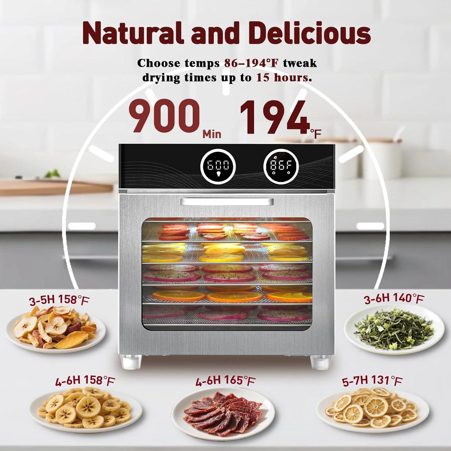 Deshidratador de Alimentos Empculd 6 Bandejas Acero Inoxidable 800W