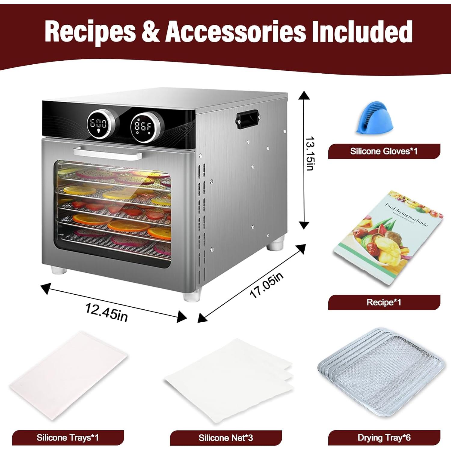 Deshidratador de Alimentos Empculd 6 Bandejas Acero Inoxidable 800W