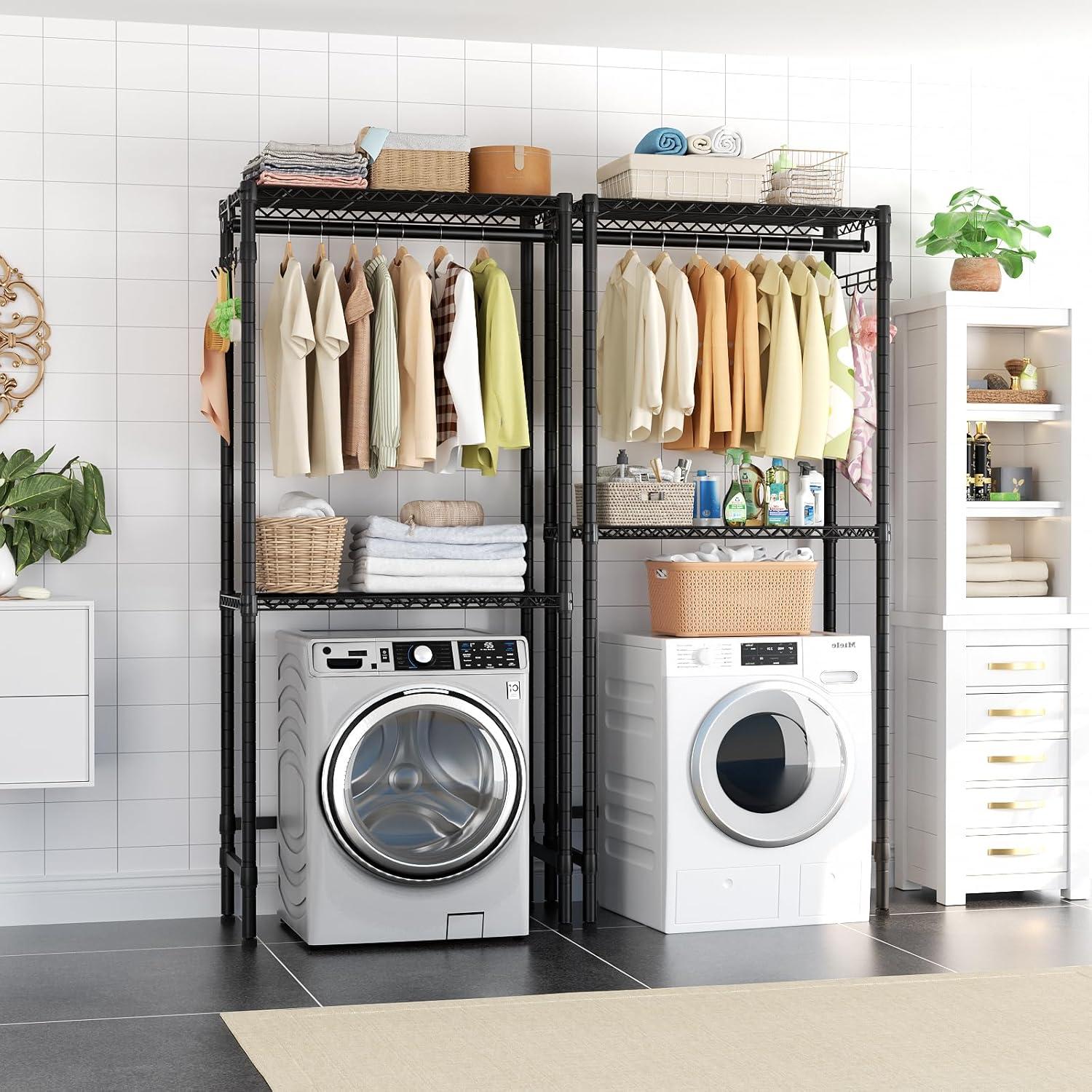 Estante sobre lavadora Golpart 2 niveles ajustable negro